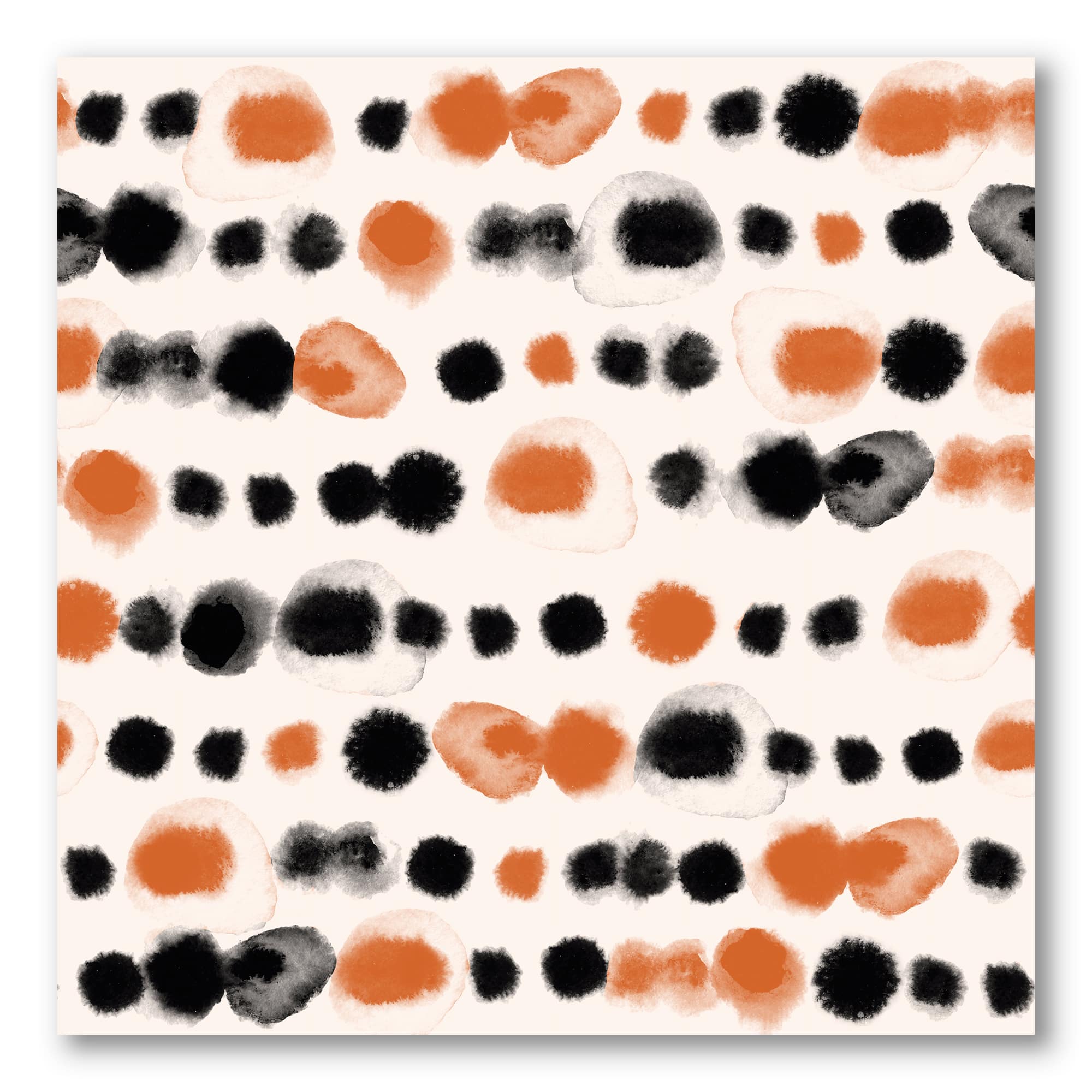 Designart - Black and Orange Polka Dots - Modern Canvas Wall Art Print