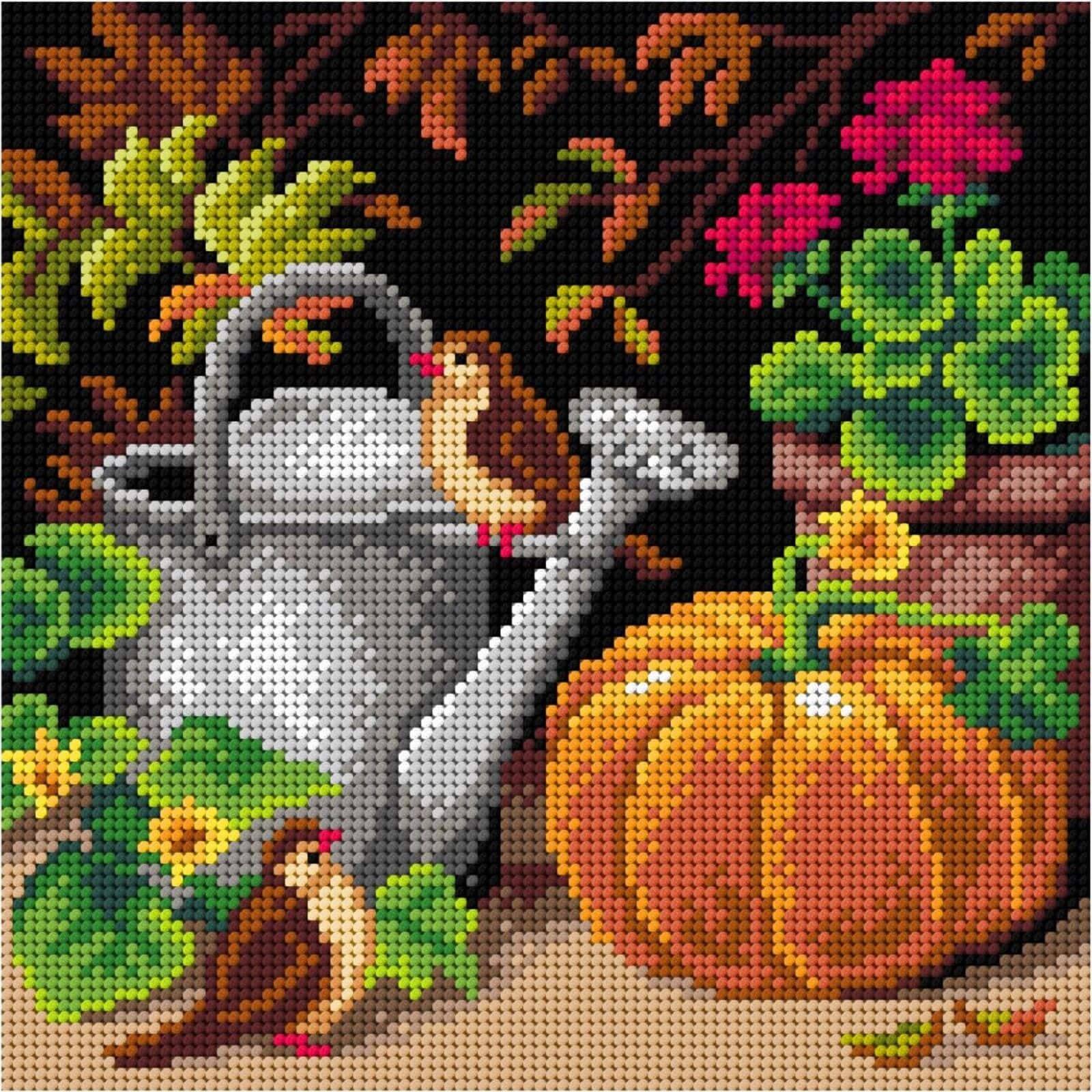 Orchidea Needlepoint Canvas For Halfstitch Without Yarn In The Garden - Printed Tapestry Canvas