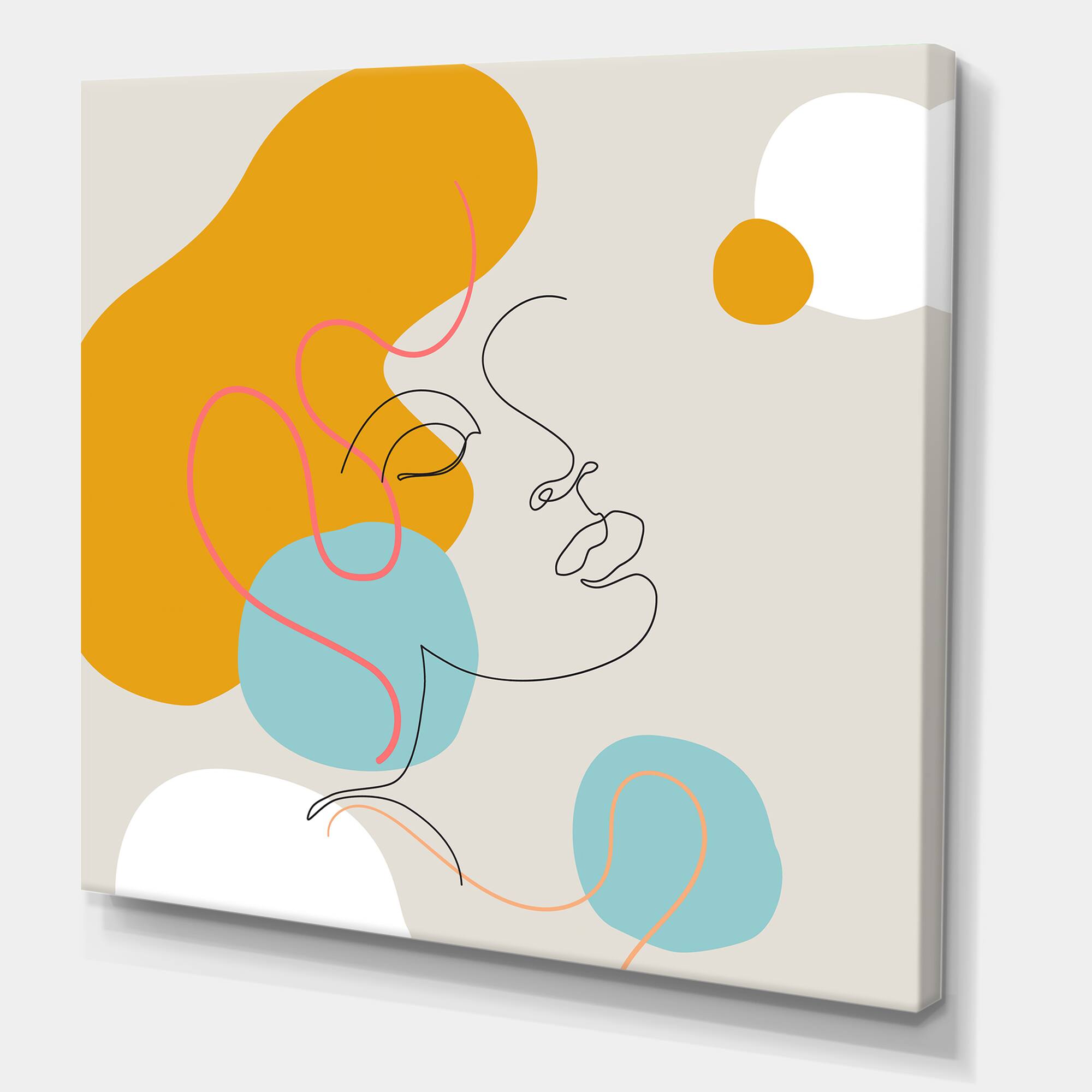 Designart - Minimal One Line Portrait of Female Face I
