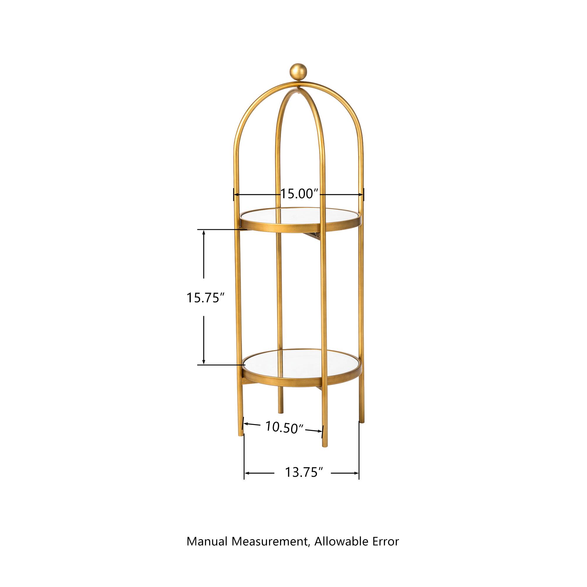 Glitzhome® 42" Gold Regency Modern 2-Tier Mirror Organizer Floor Shelf