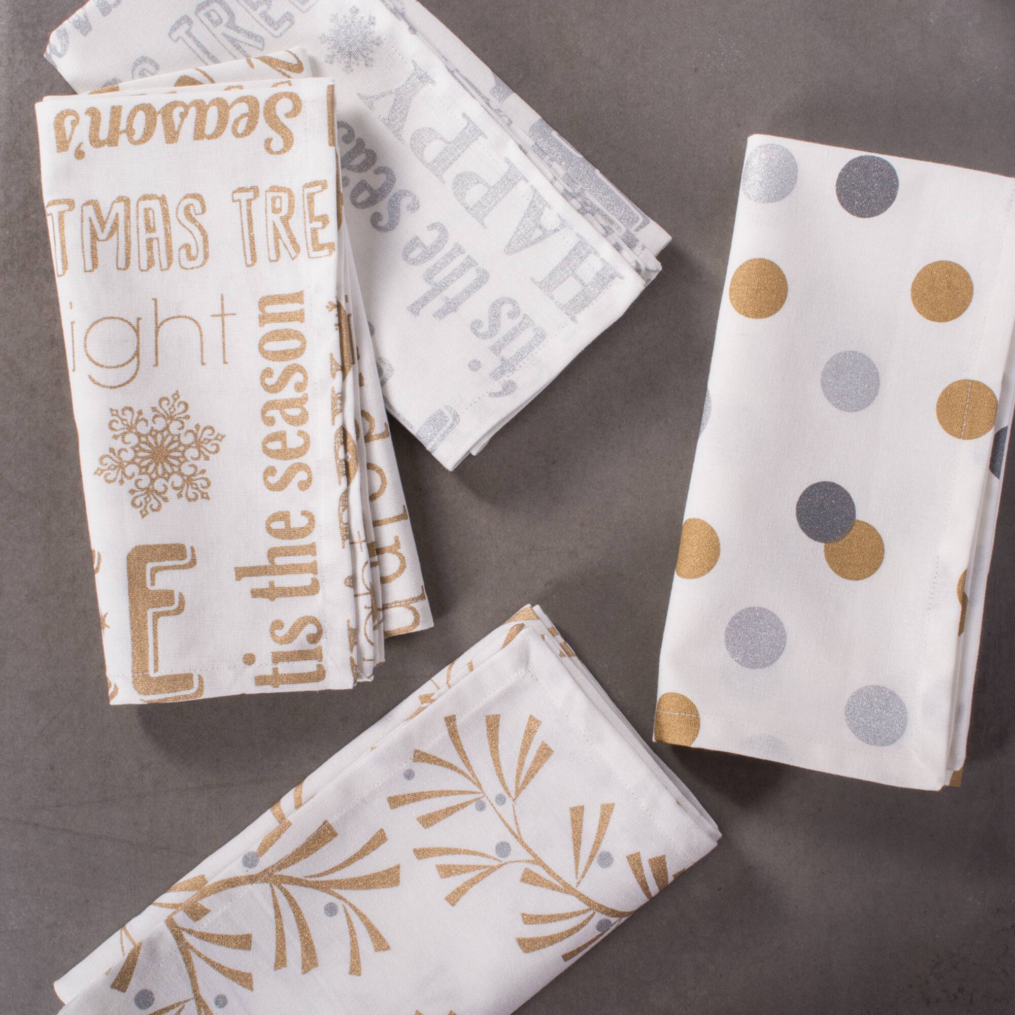 DII® Metallic Holly Leaves Napkins, 6ct.