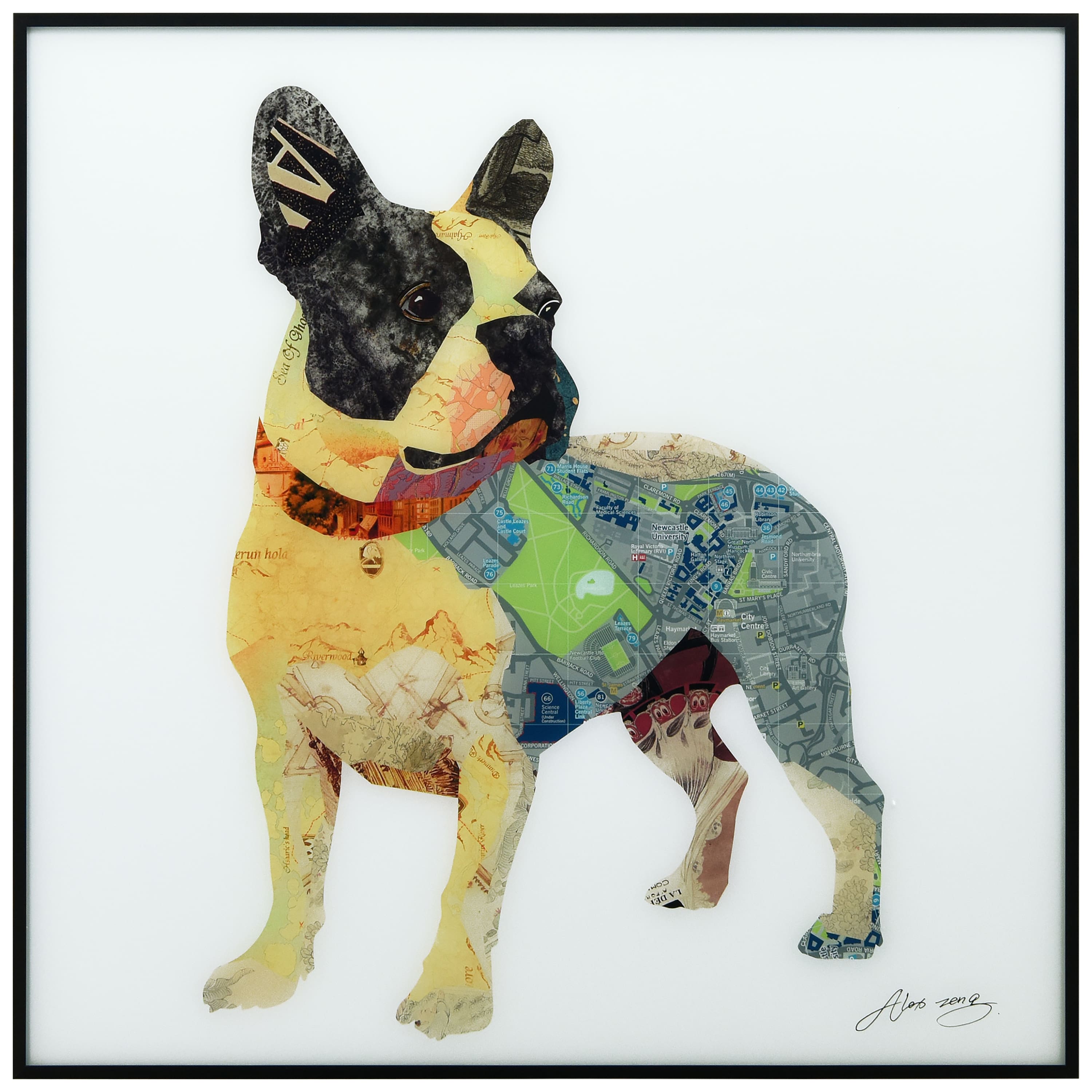 Empire Art Direct 24" x 24" Boston Terrier Reverse Printed Glass Encased Framed Wall Art