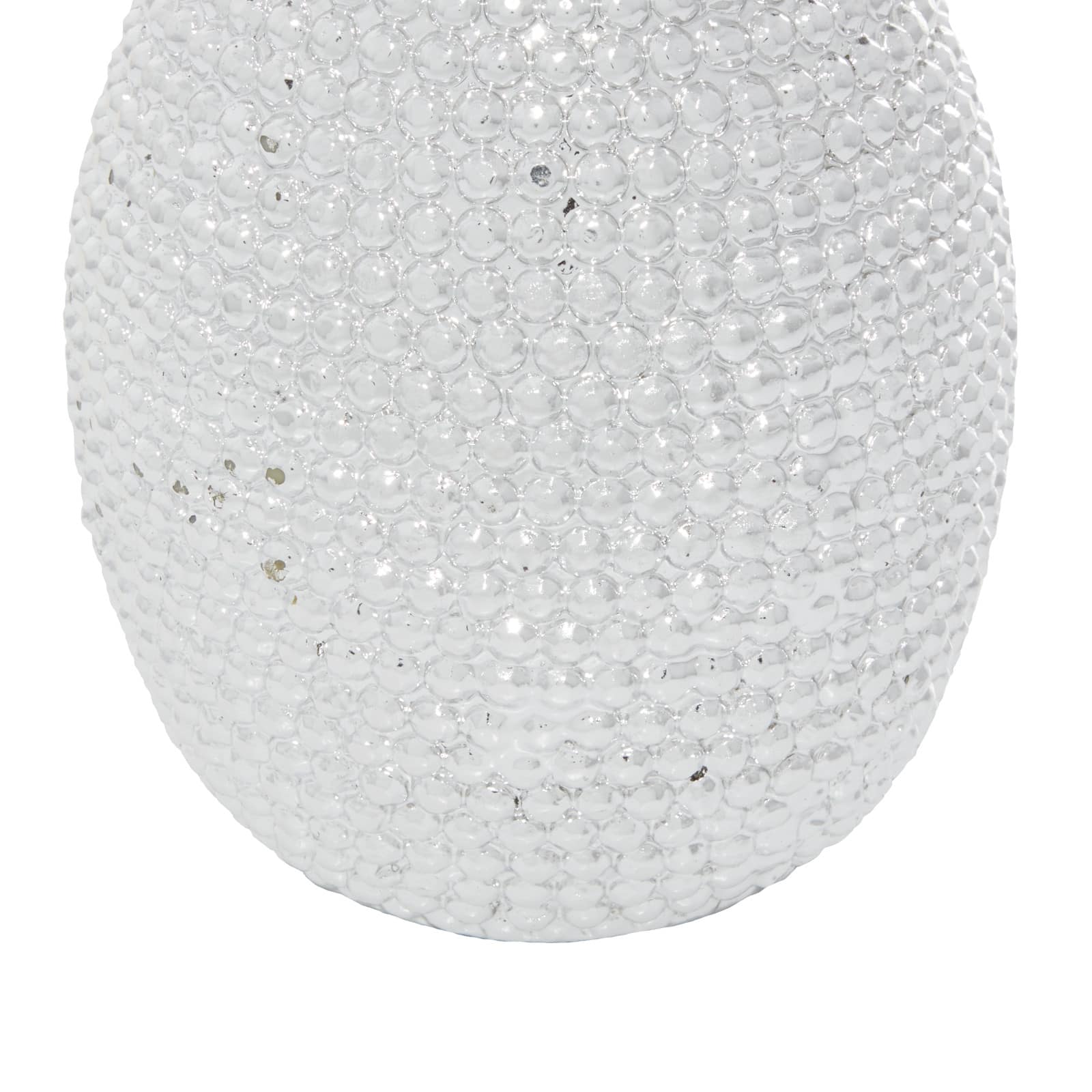 Silver Polystone Glam Pineapple Sculpture, 12" x 6" x 6"