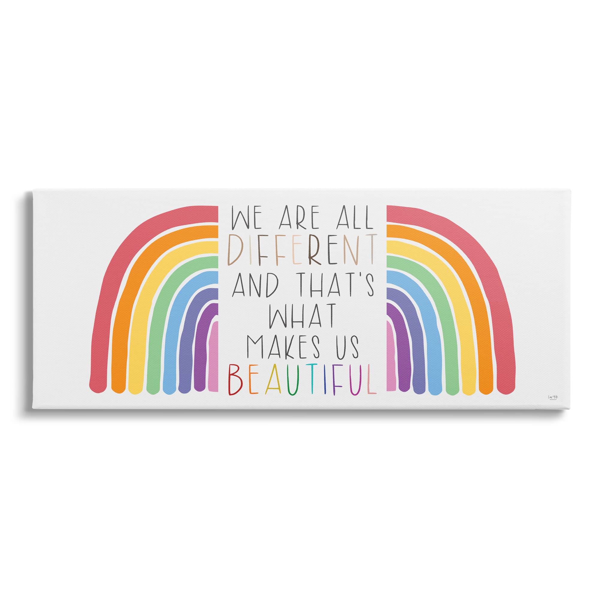 Stupell Industries Bold Rainbow Different Is Beautiful Inspirational Quote Canvas Wall Art