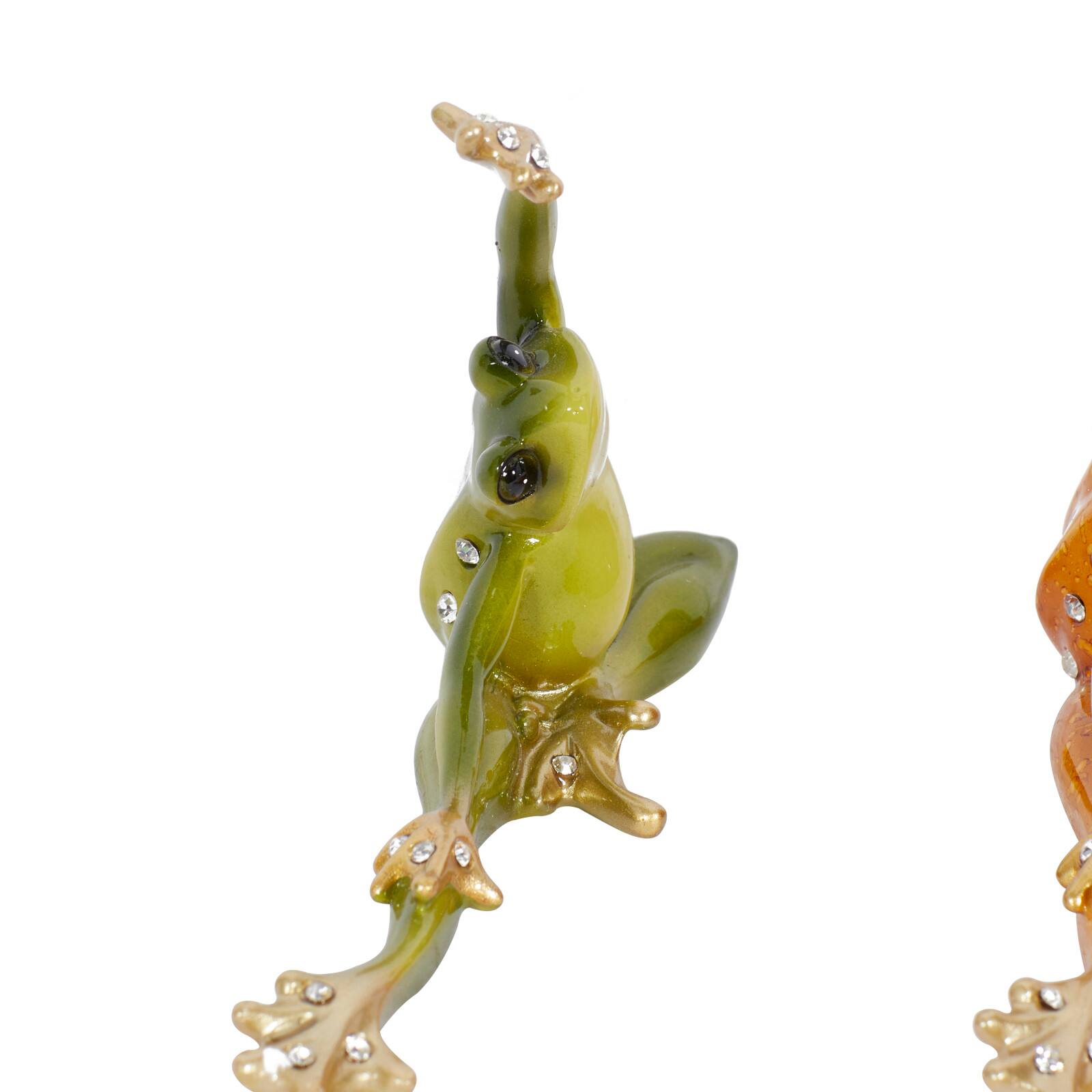 Set of 3 Gold Eclectic Polystone Frog Sculpture 8" x 5"
