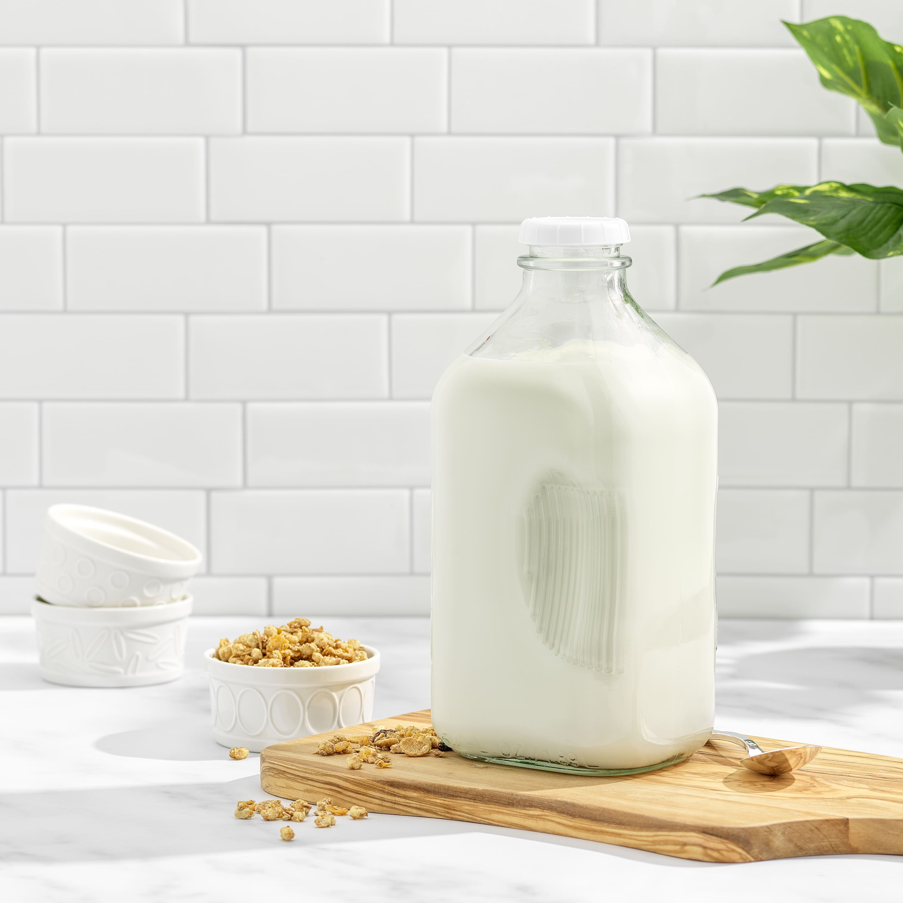 JoyJolt® Reusable Glass Milk Bottle Set with Lid & Pourer