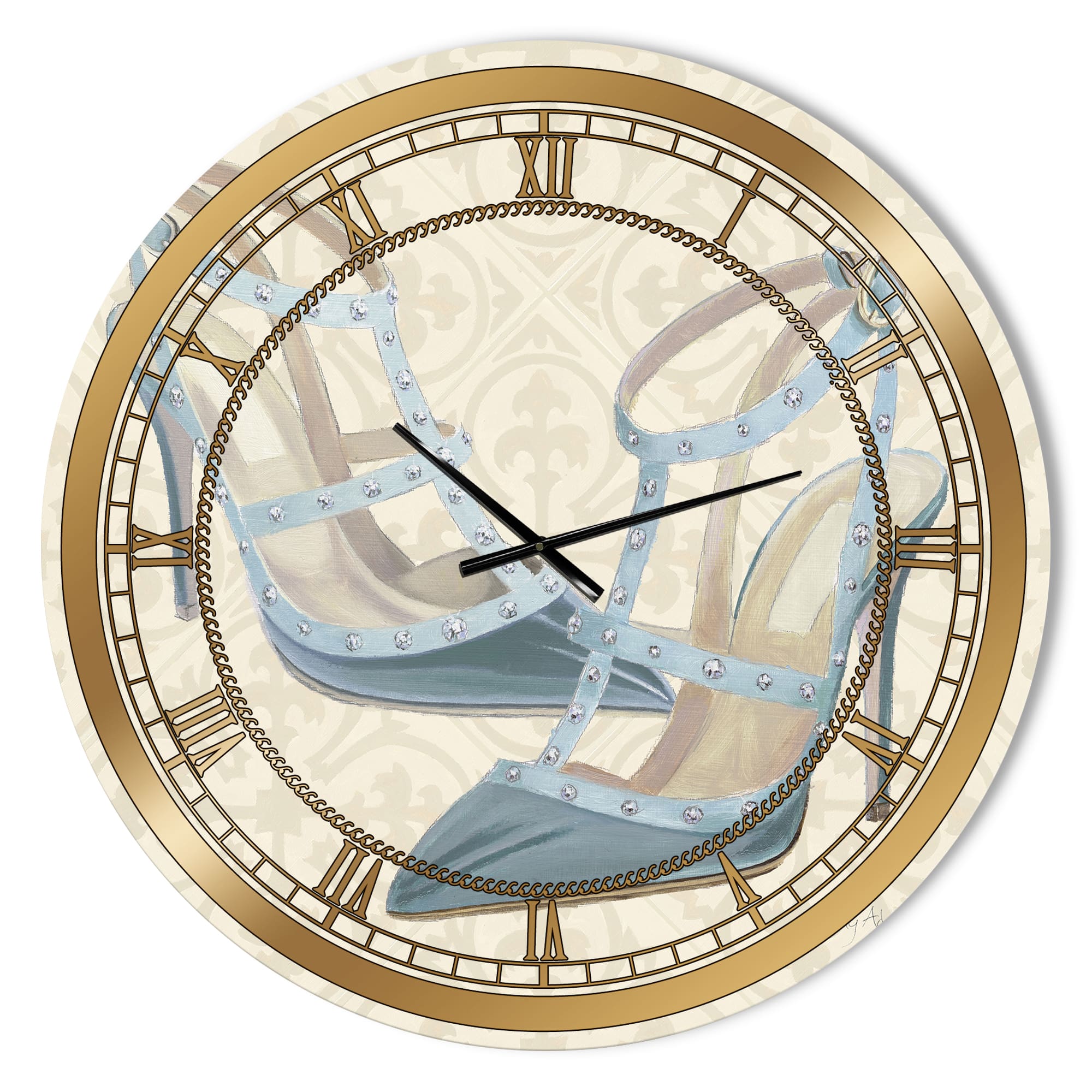 Designart 'Glam Cosmetics Blue Shoes Glam Wall Clock
