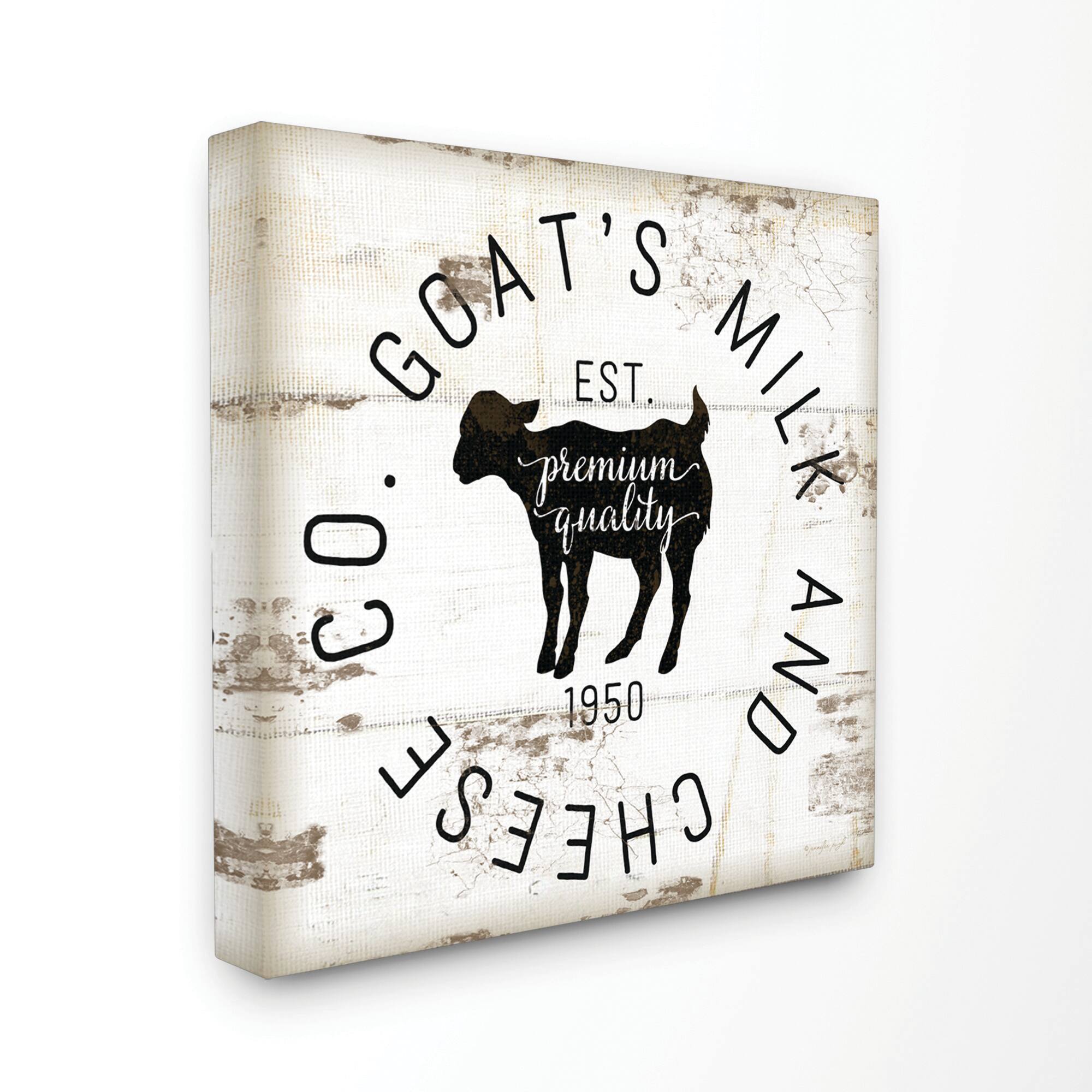Stupell Industries Goat Milk and Cheese Co Vintage Sign Canvas Wall Art