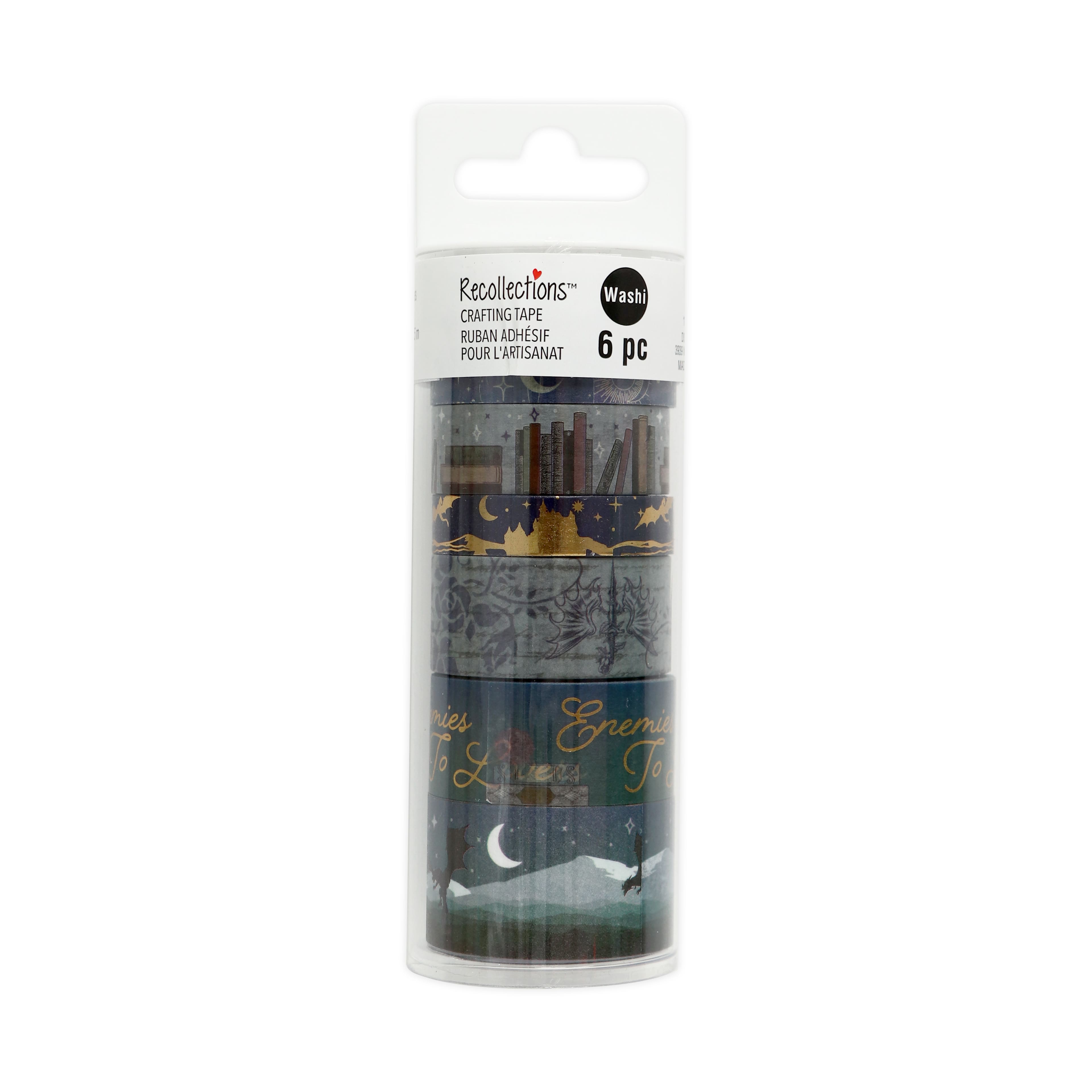 6-Piece Dark Romance Book Washi Tape Tube by Recollections™