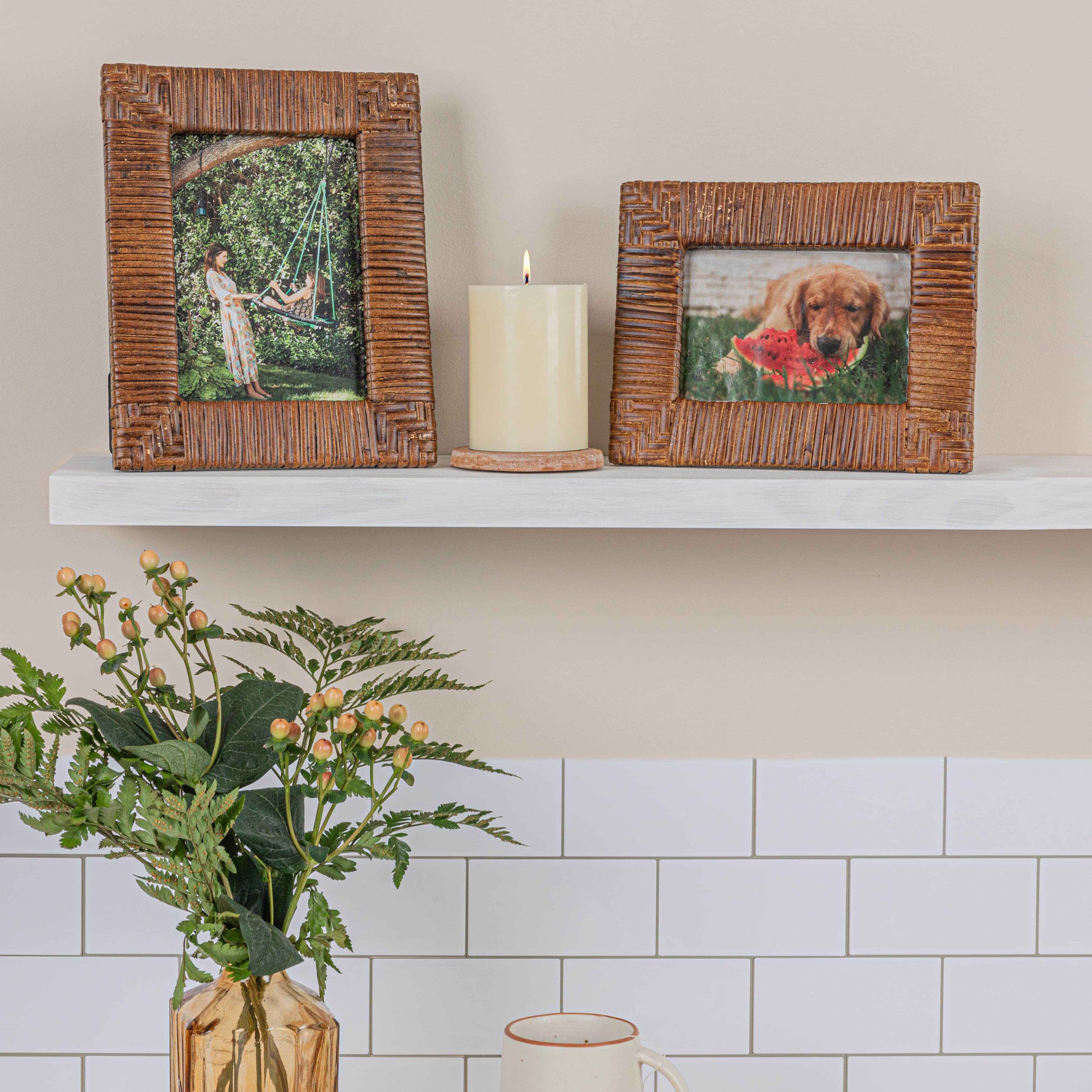 Hello Honey® Natural Stained Handwoven Rattan Photo Frame