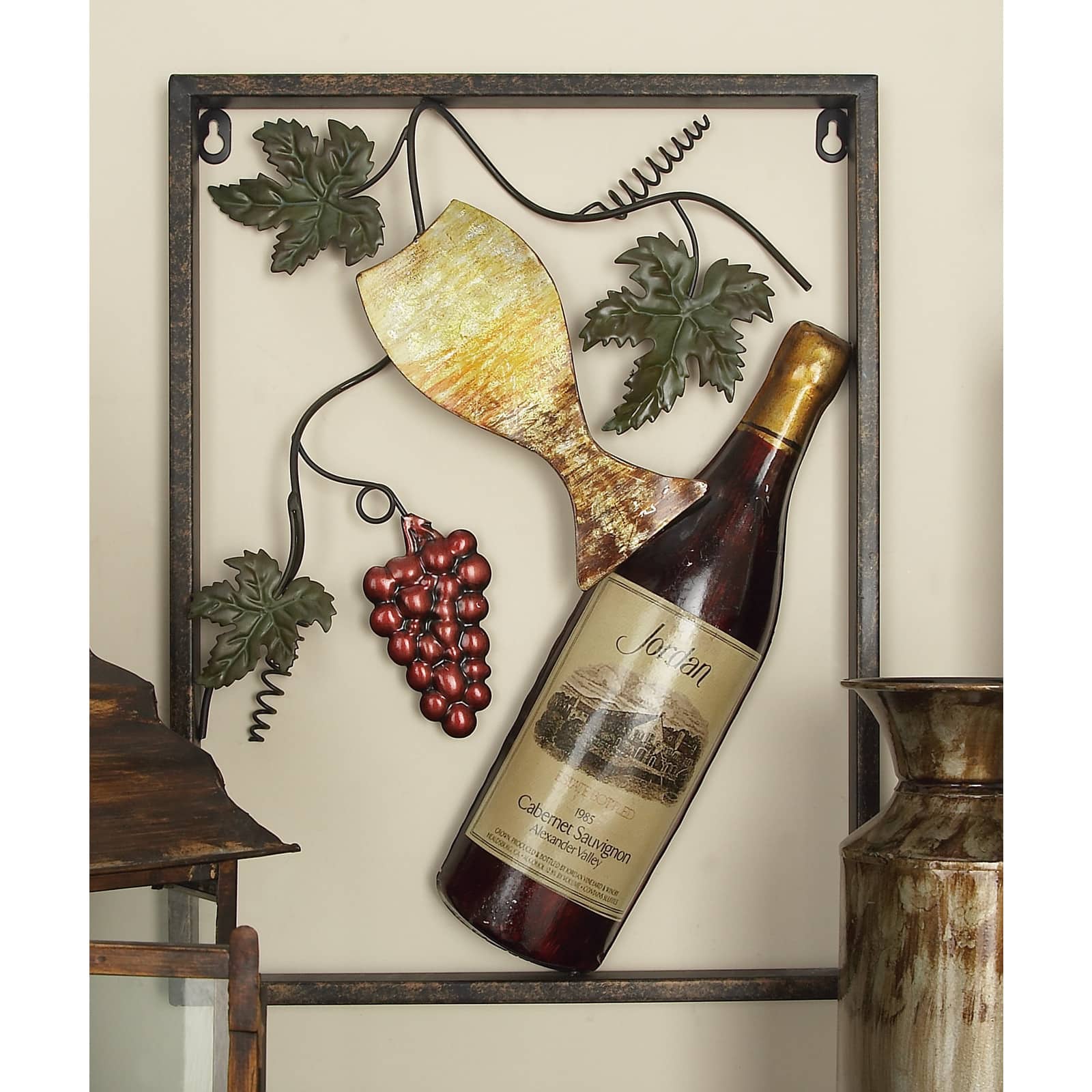 Set of 4 Multi Colored Metal Traditional Wine Wall Decor, 18" x 14"