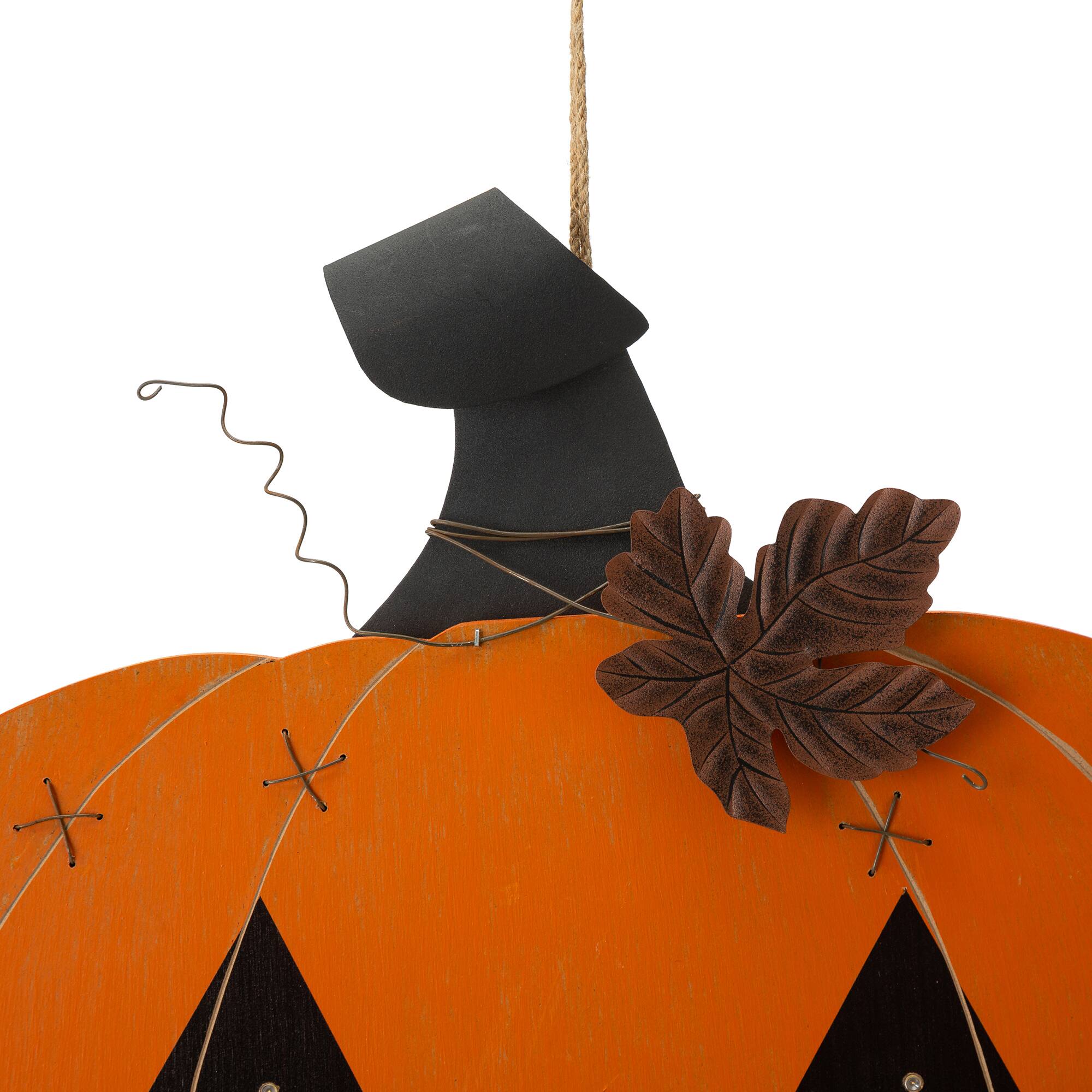 Glitzhome® 30" Orange Lighted Metal Halloween Pumpkin Yard Stake