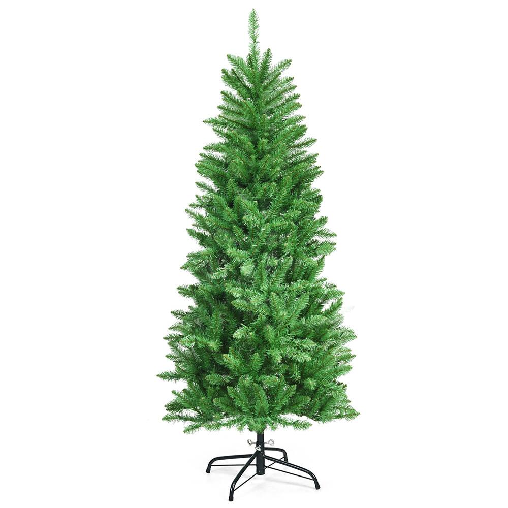 Costway 5ft. Pre-Lit Slim Pencil Fir Artificial Christmas Tree, Warm White LED Lights