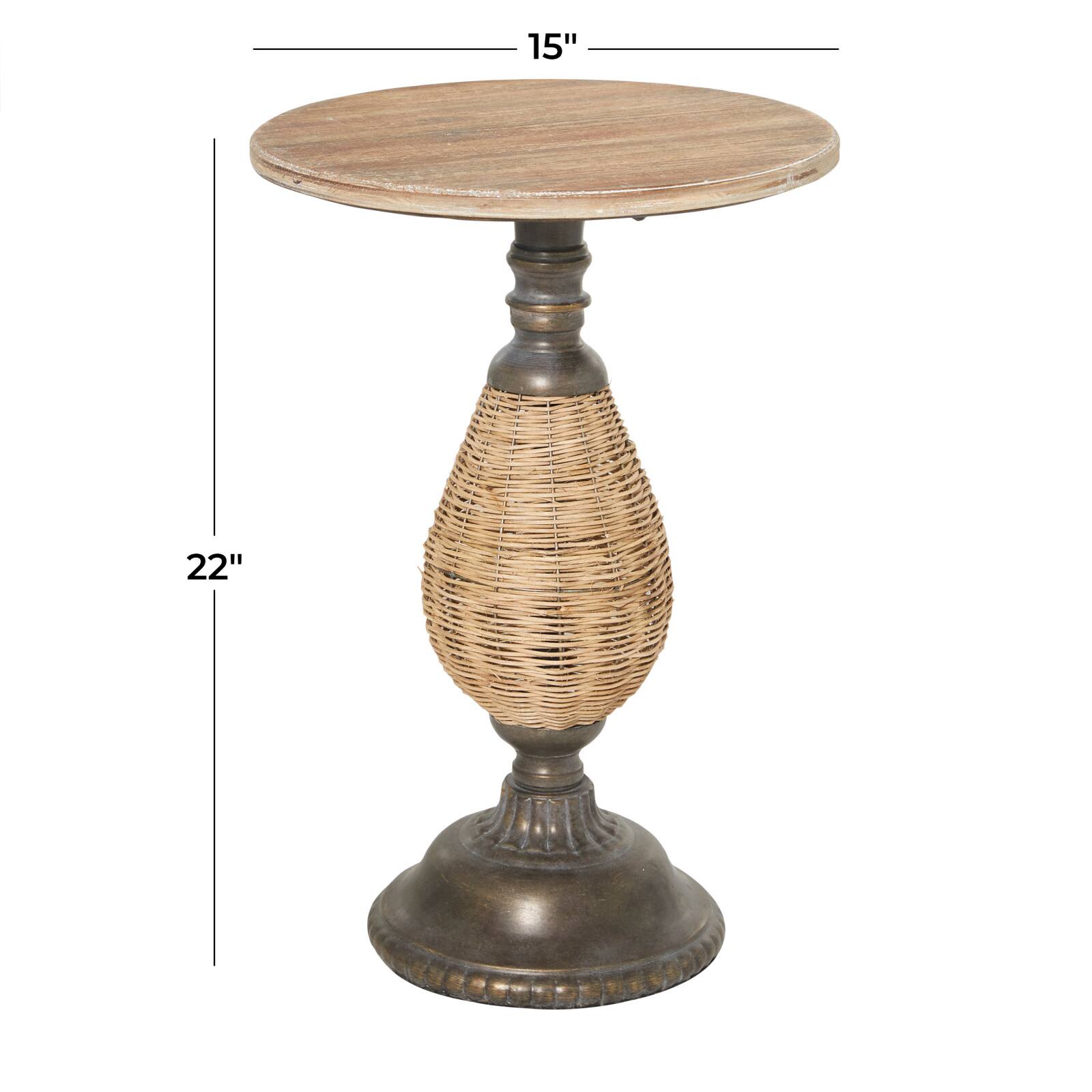 Brown Iron Farmhouse Accent Table, 22" x 15" x 15"