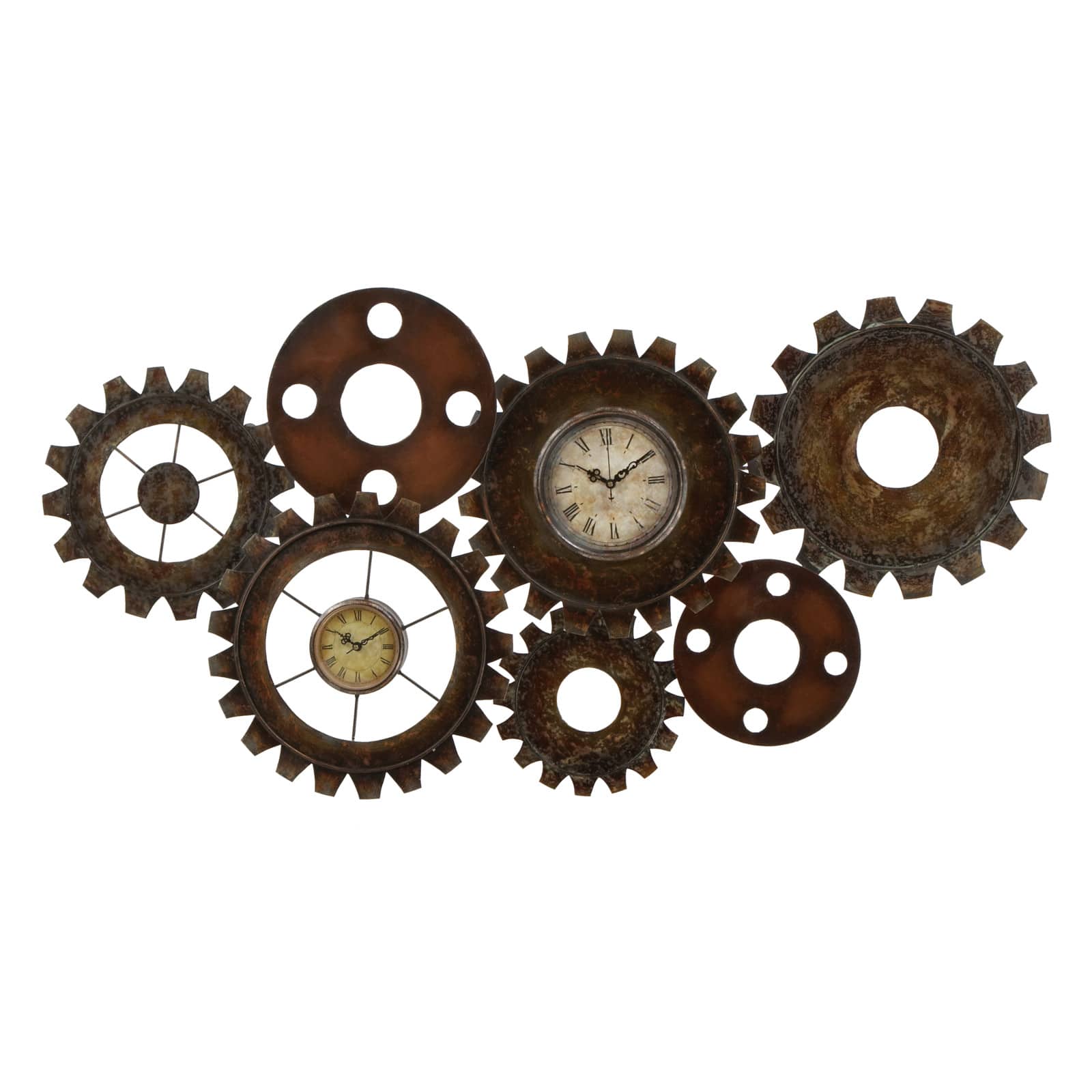 Brown Industrial Metal Wall Clock