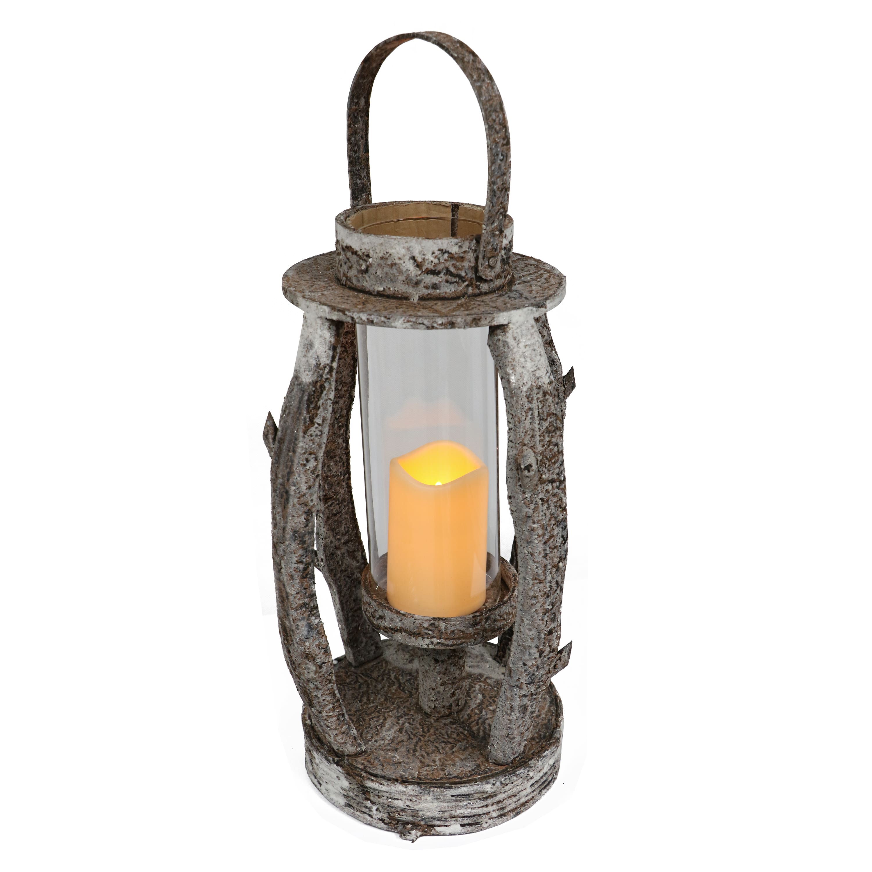 6 Pack: 22.5" Round Wooden Lantern with LED Candle