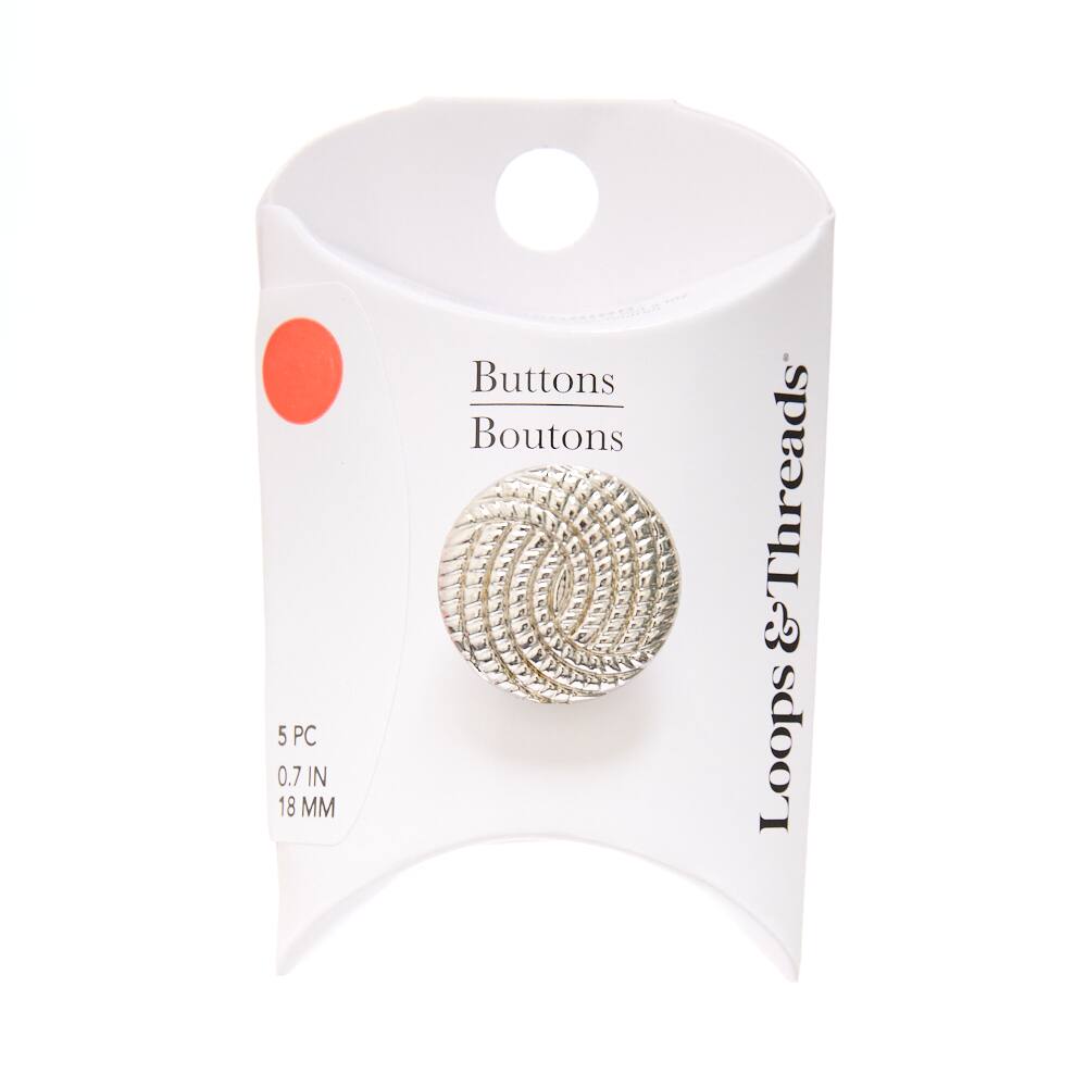 18mm Silver Twist Round Buttons, 5ct. by Loops & Threads®