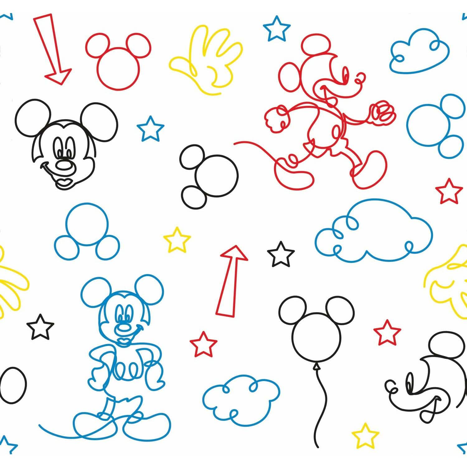 RoomMates Disney Mickey Mouse Line Art Peel & Stick Wallpaper