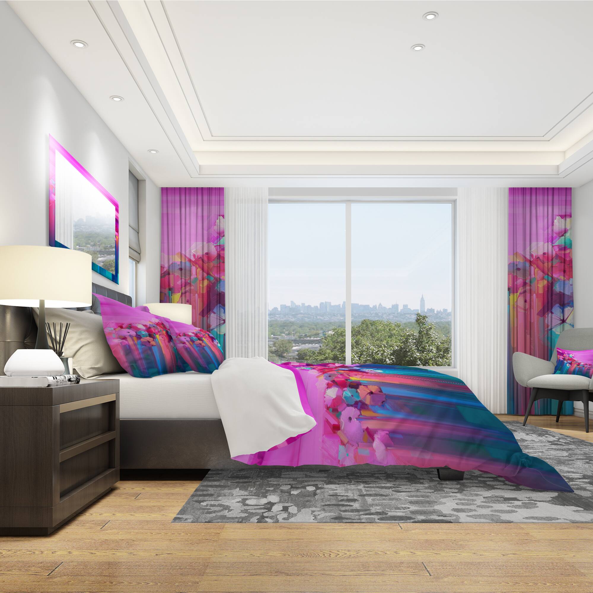 Designart 'Abstract Red Gerbera Summer Season Flower' Modern & Contemporary Bedding Set - Duvet Cover & Shams