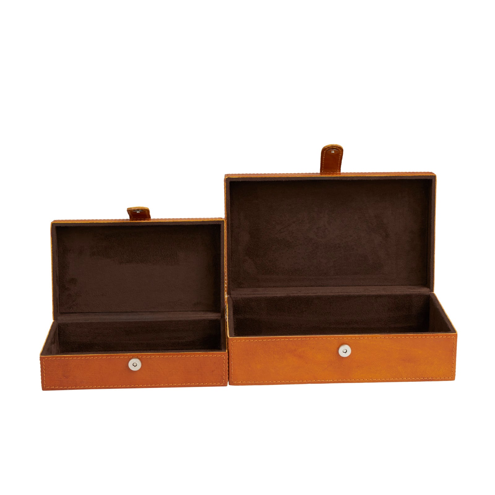 Brown Leather Storage Box Set