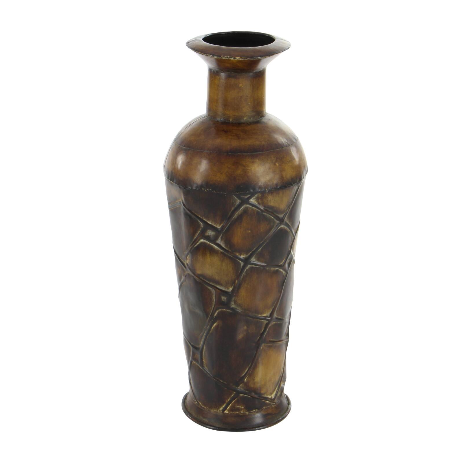 Set of 3 Brown Metal Rustic Vase, 50", 35", 26"