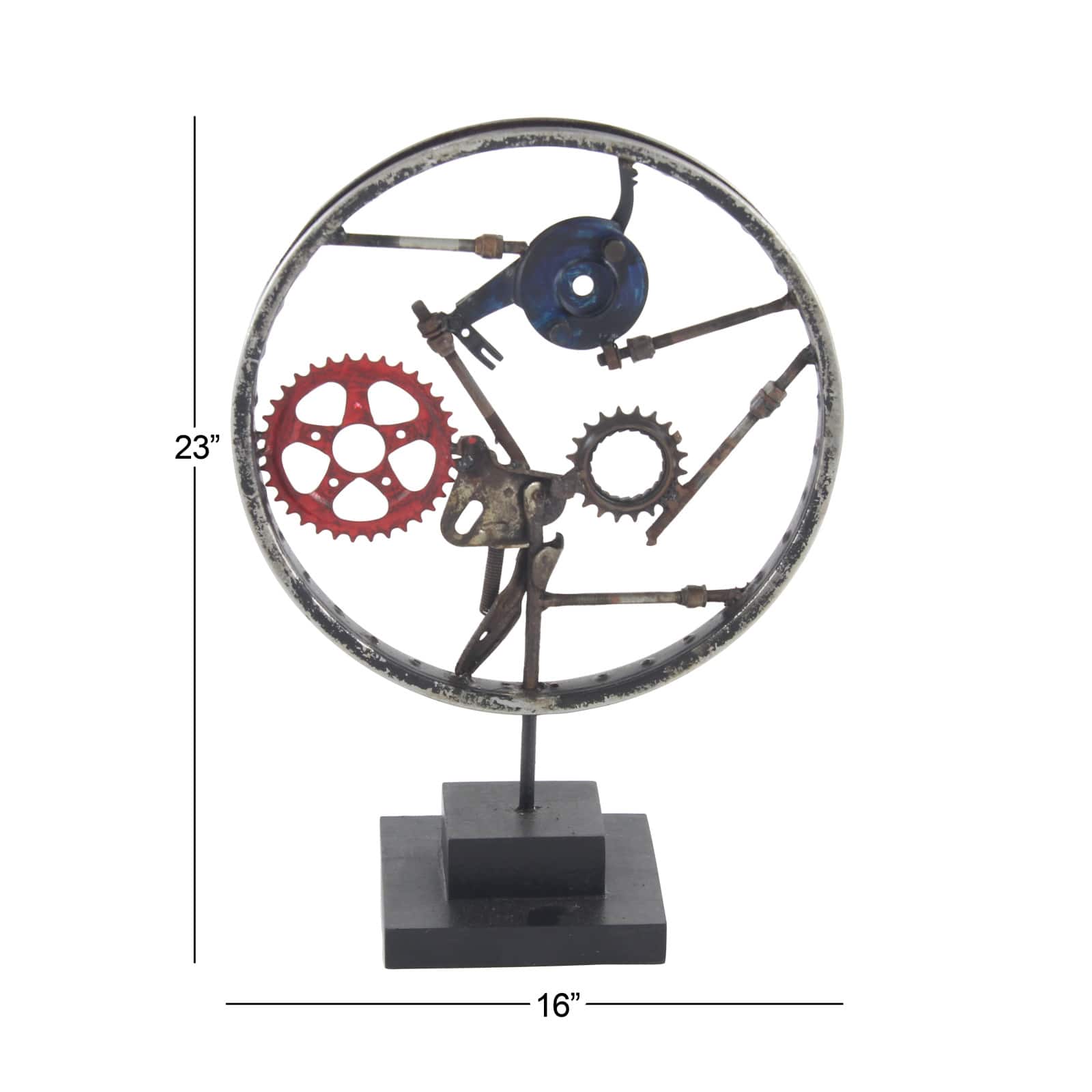 23" Gray Metal Industrial Gears Sculpture