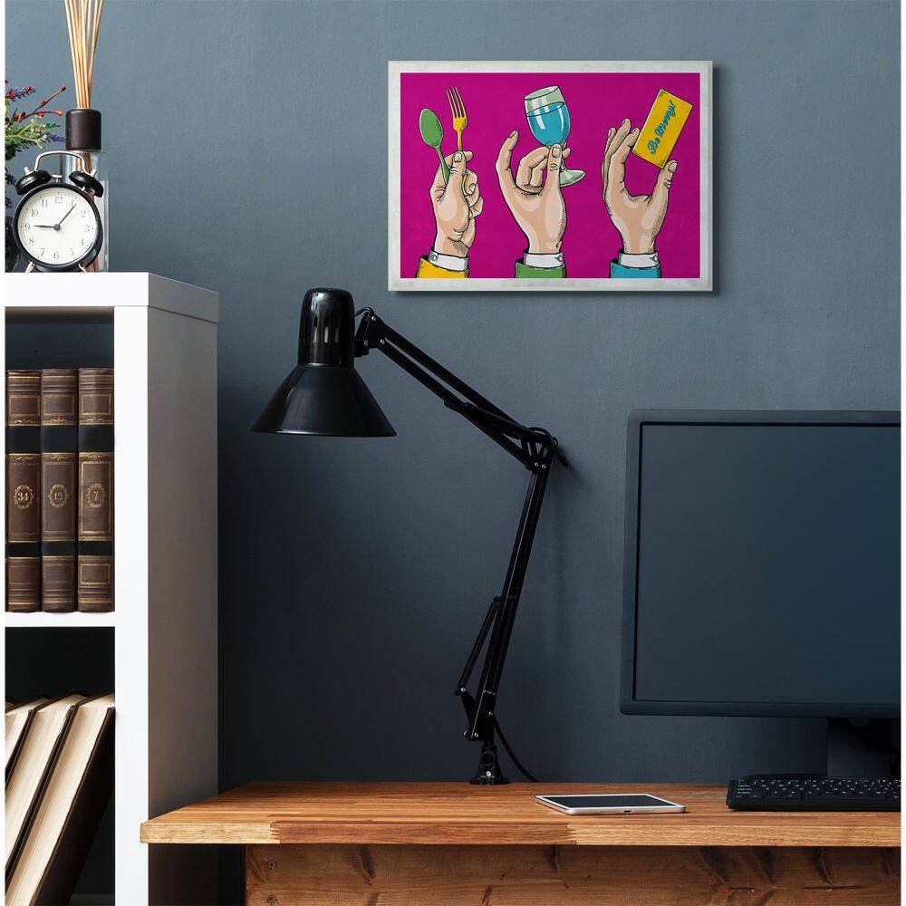 Stupell Industries Eat Drink Be Merry Neon Pink Framed Wall Art
