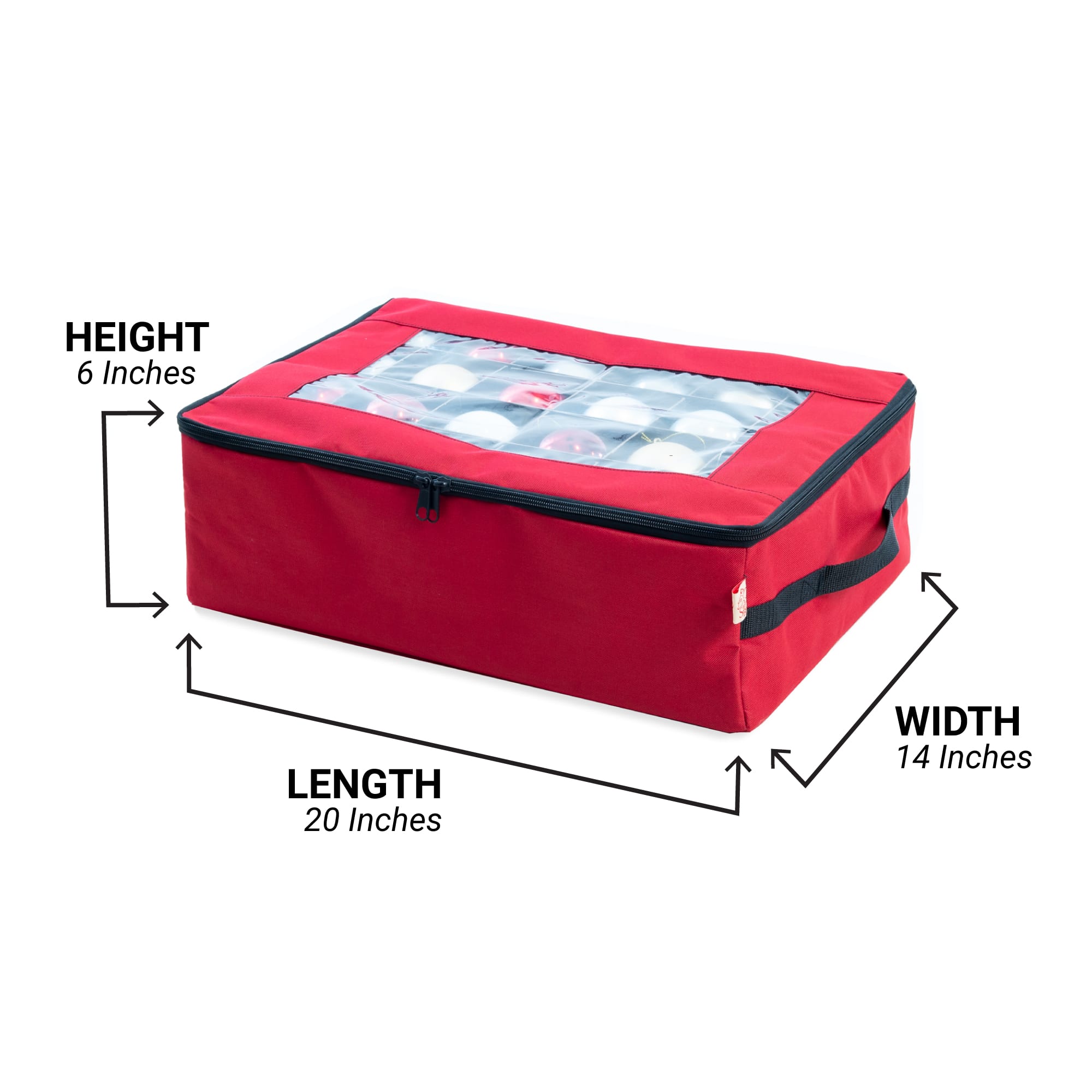 Santa's Bag 48ct. 3" Christmas Ornament Storage Box with Clear Lid