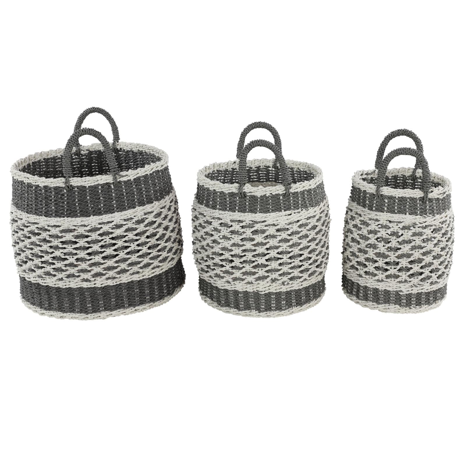 Gray Plastic Eclectic Storage Basket Set