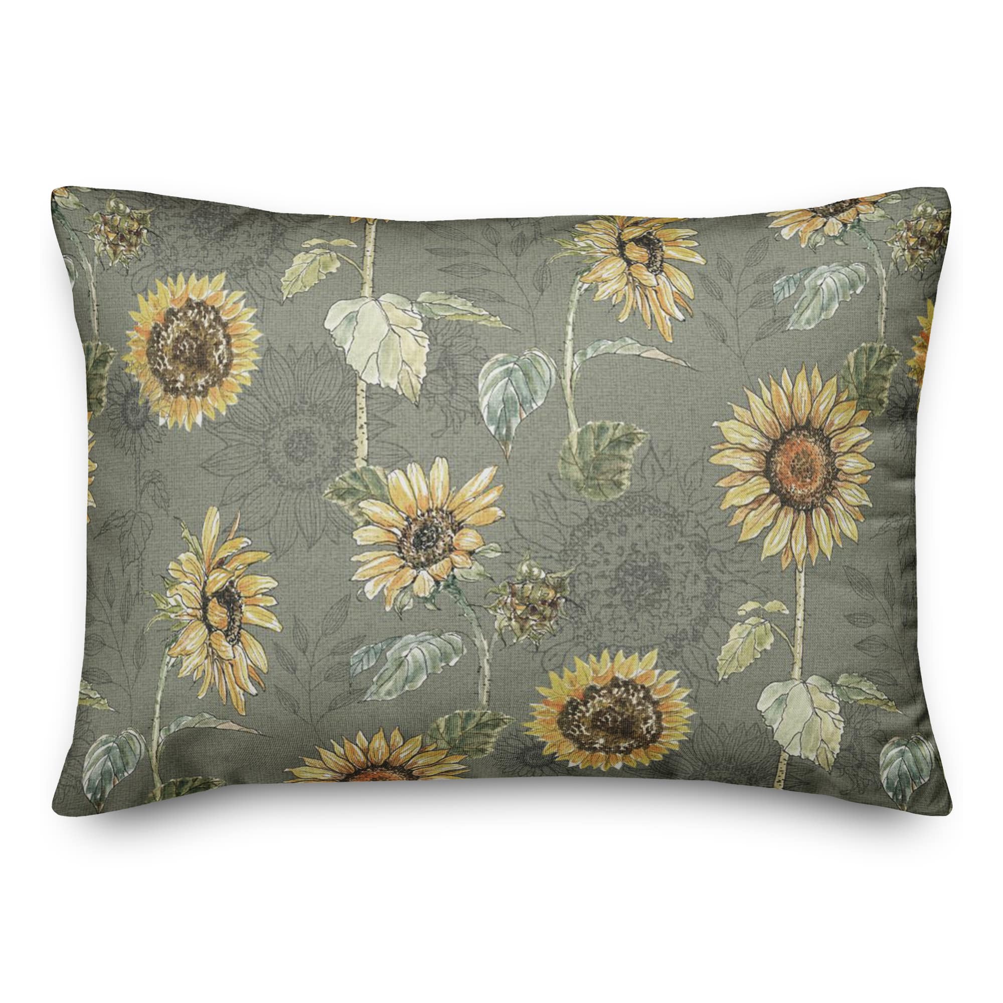 Sunflower Pattern Throw Pillow