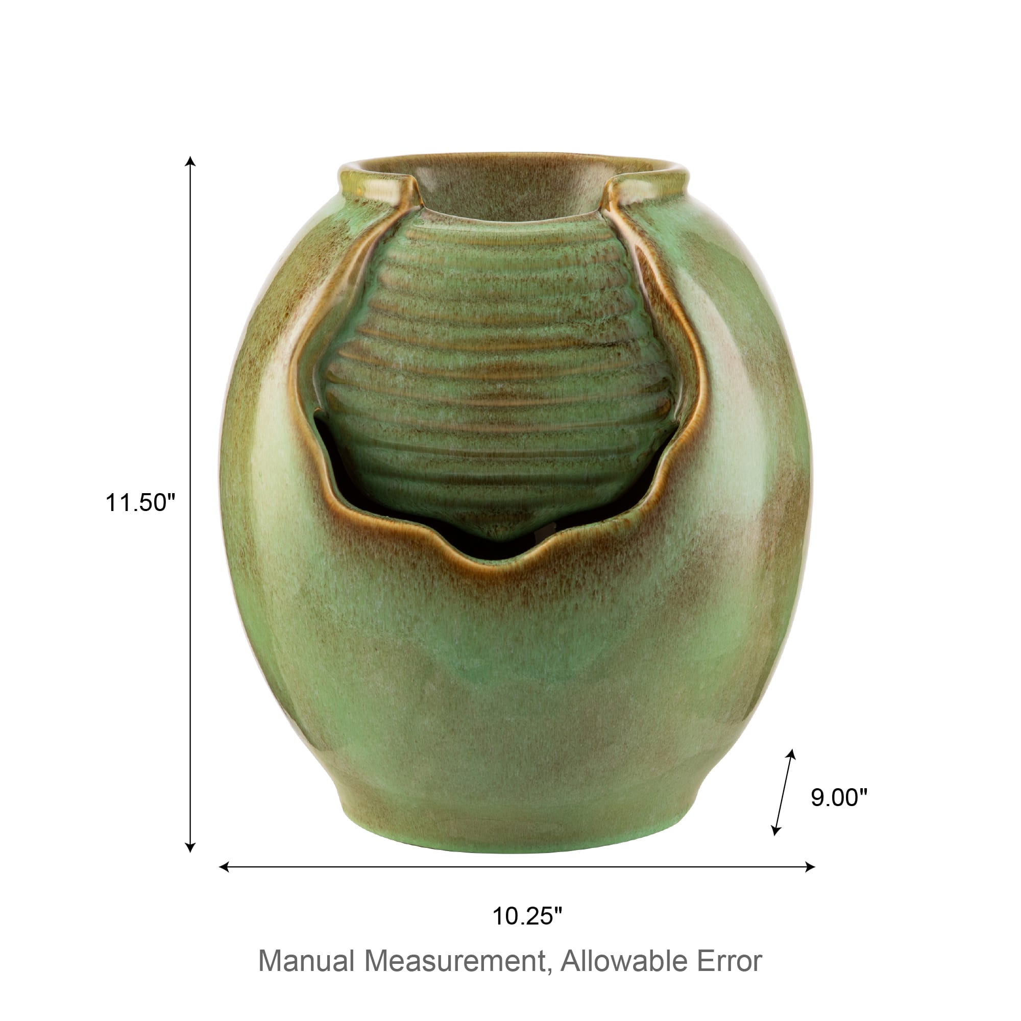 Glitzhome® 11.5" Sage Green Pot Tabletop Fountain with Pump