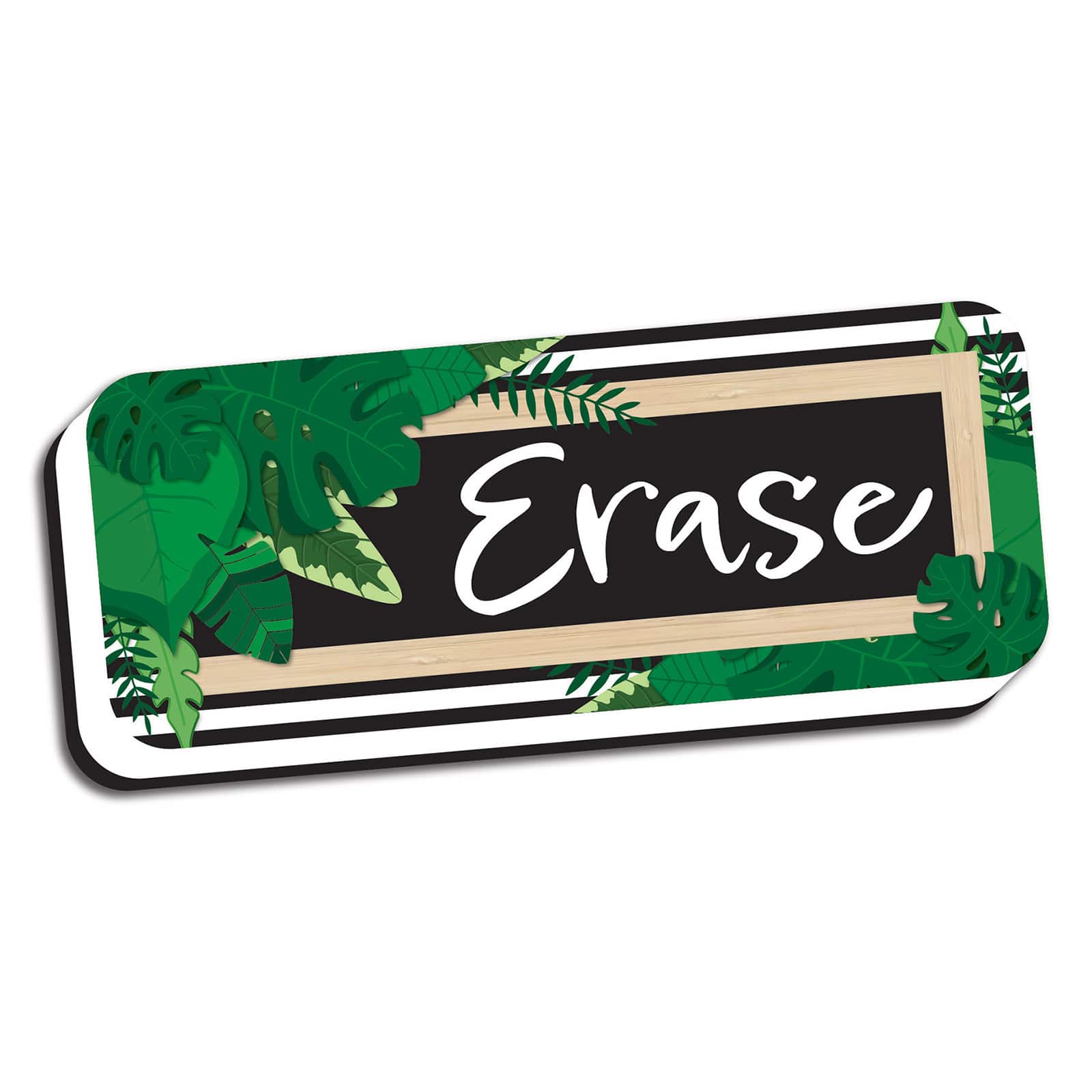 Ashley Productions Magnetic Boho Leaves Whiteboard Eraser with Border, 6ct.