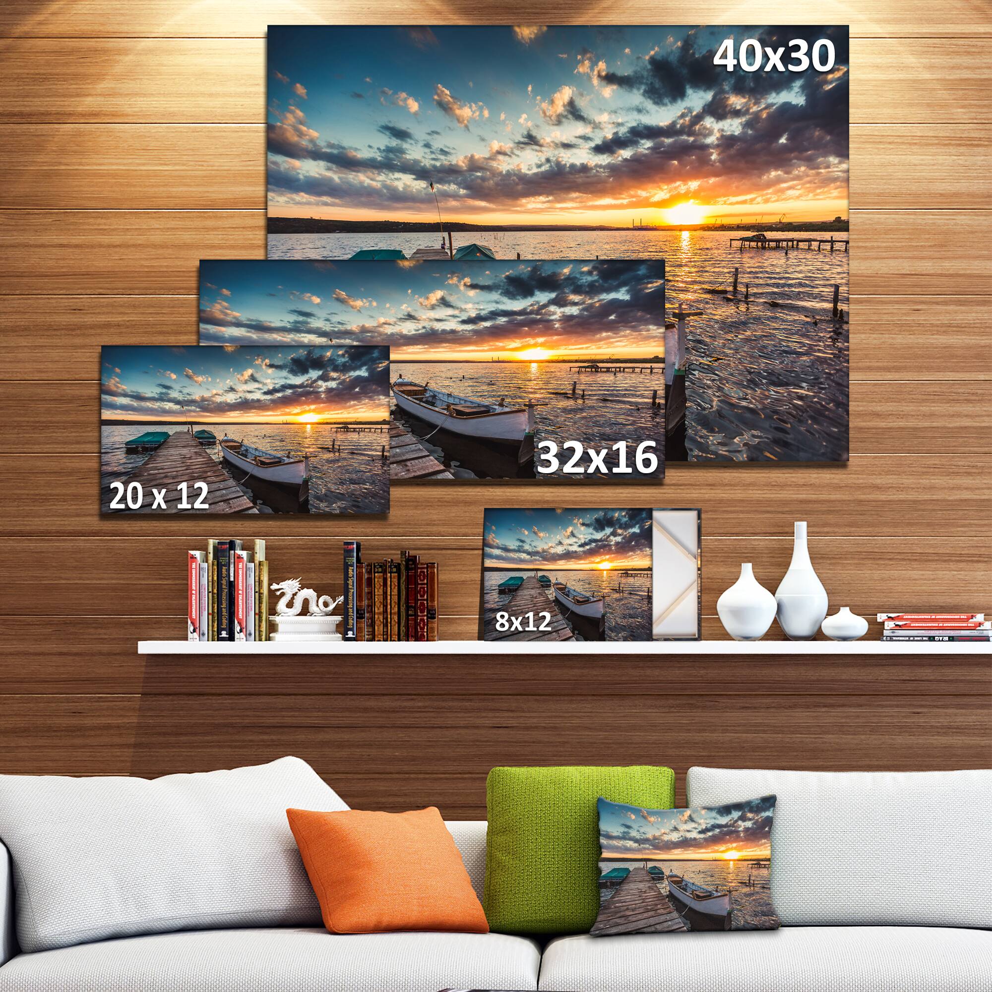 Designart - Boats and Jetty under Dramatic Sky