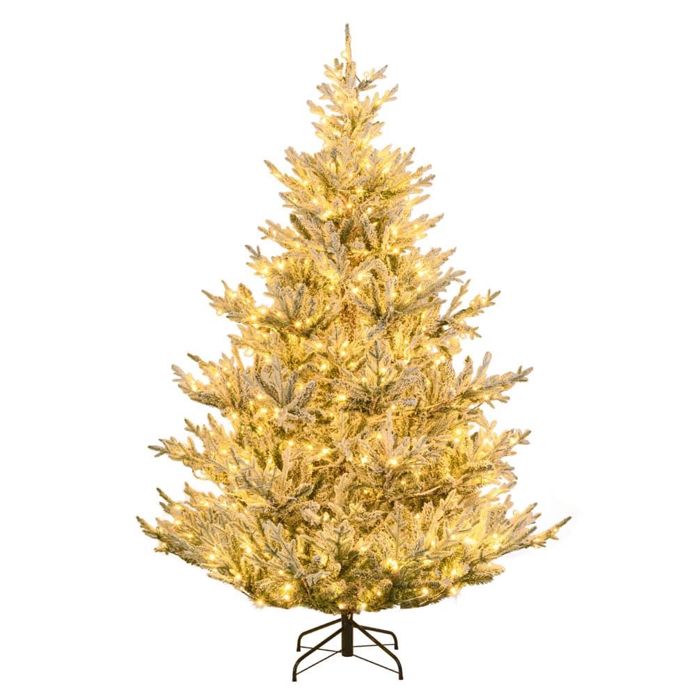 Costway 7ft. Pre-Lit Hinged Artificial Christmas Tree, Warm White LED Lights
