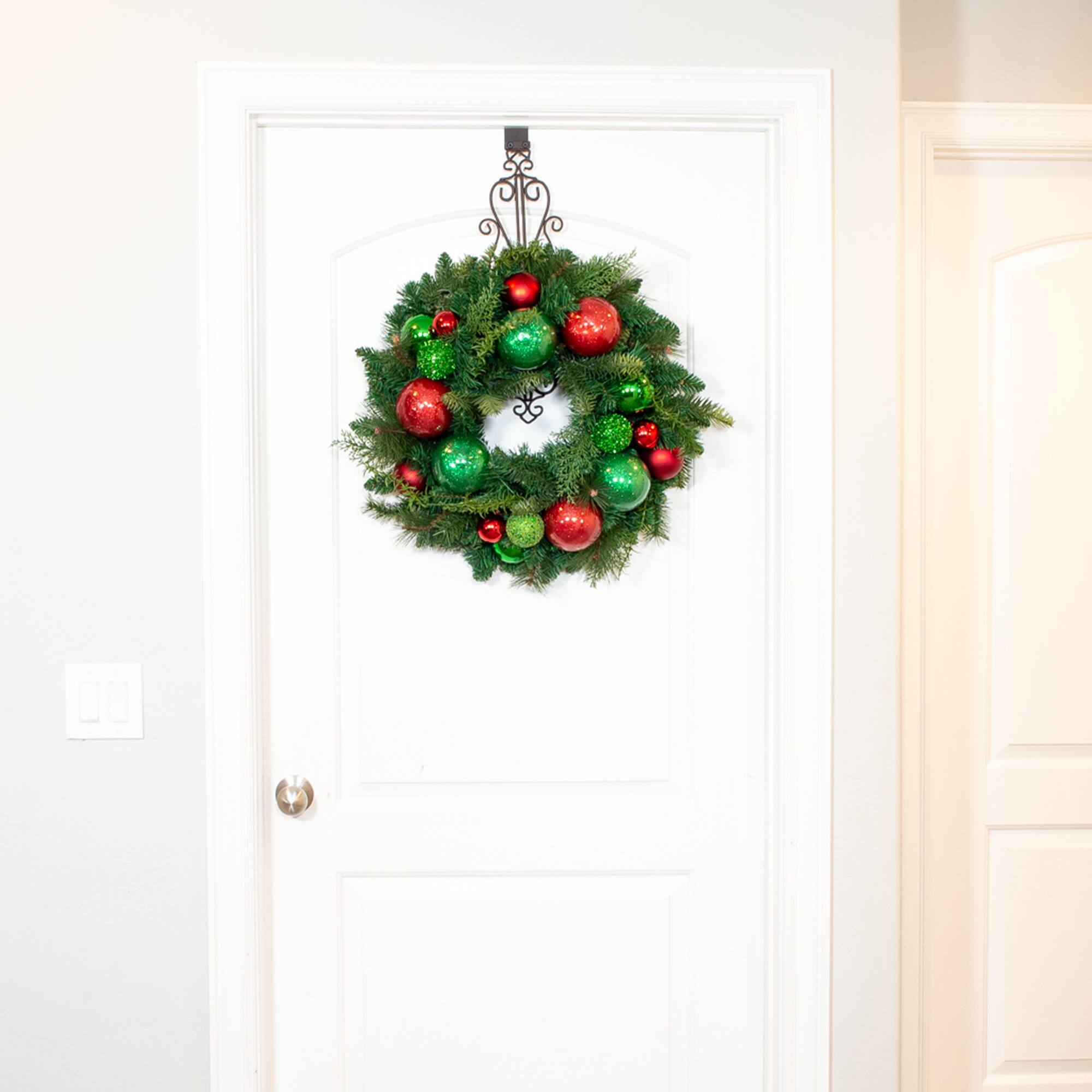 Village Lighting 24" Pre-Lit Christmas Cheer Wreath, Clear LED Lights