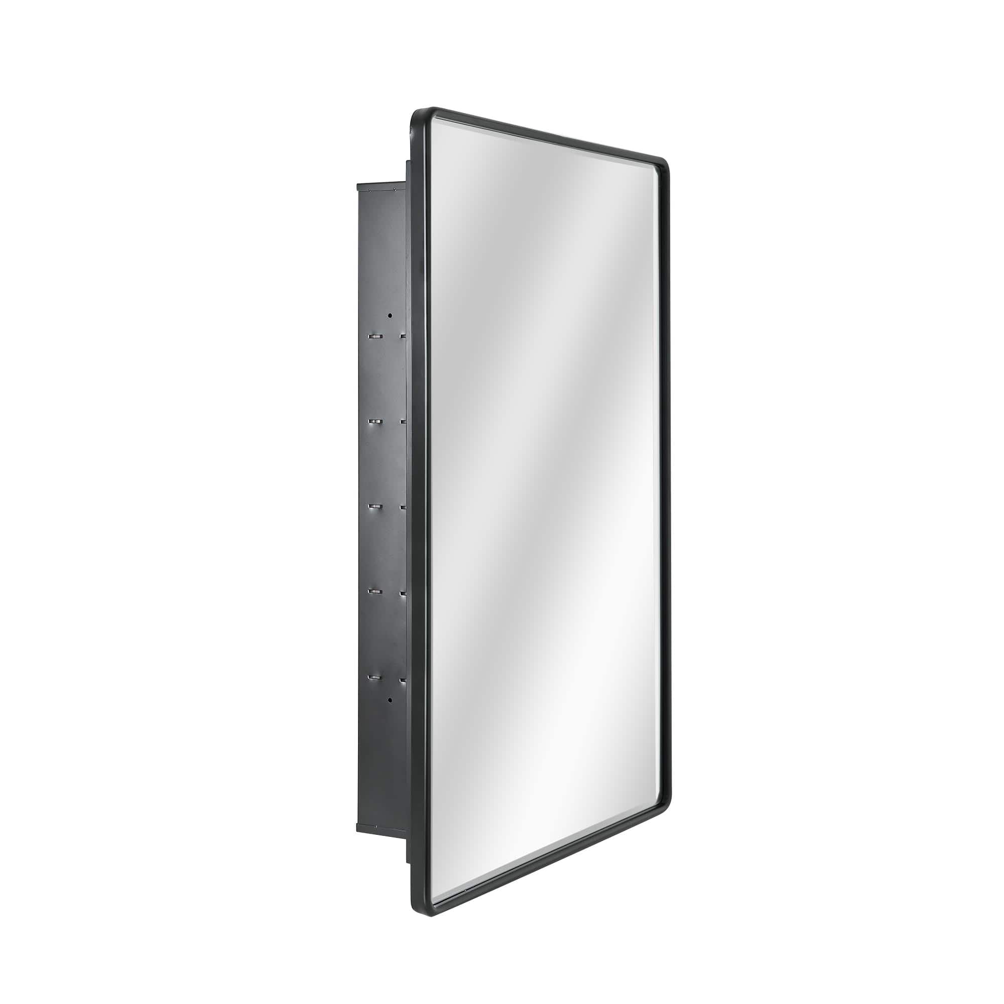 Head West Black Metal Medicine Cabinet with Beveled Mirror