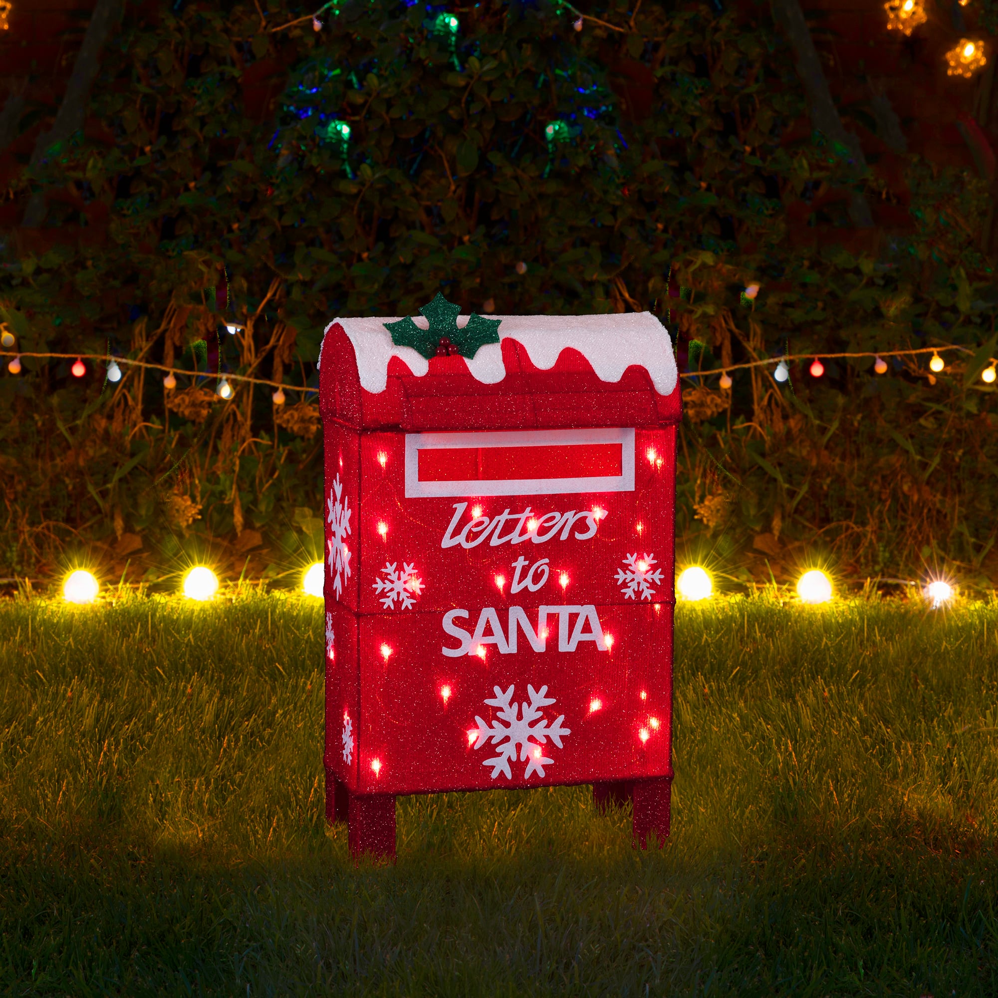 Glitzhome® 28" Christmas 3D Fabric Mailbox with 30 Warm White LED Lights