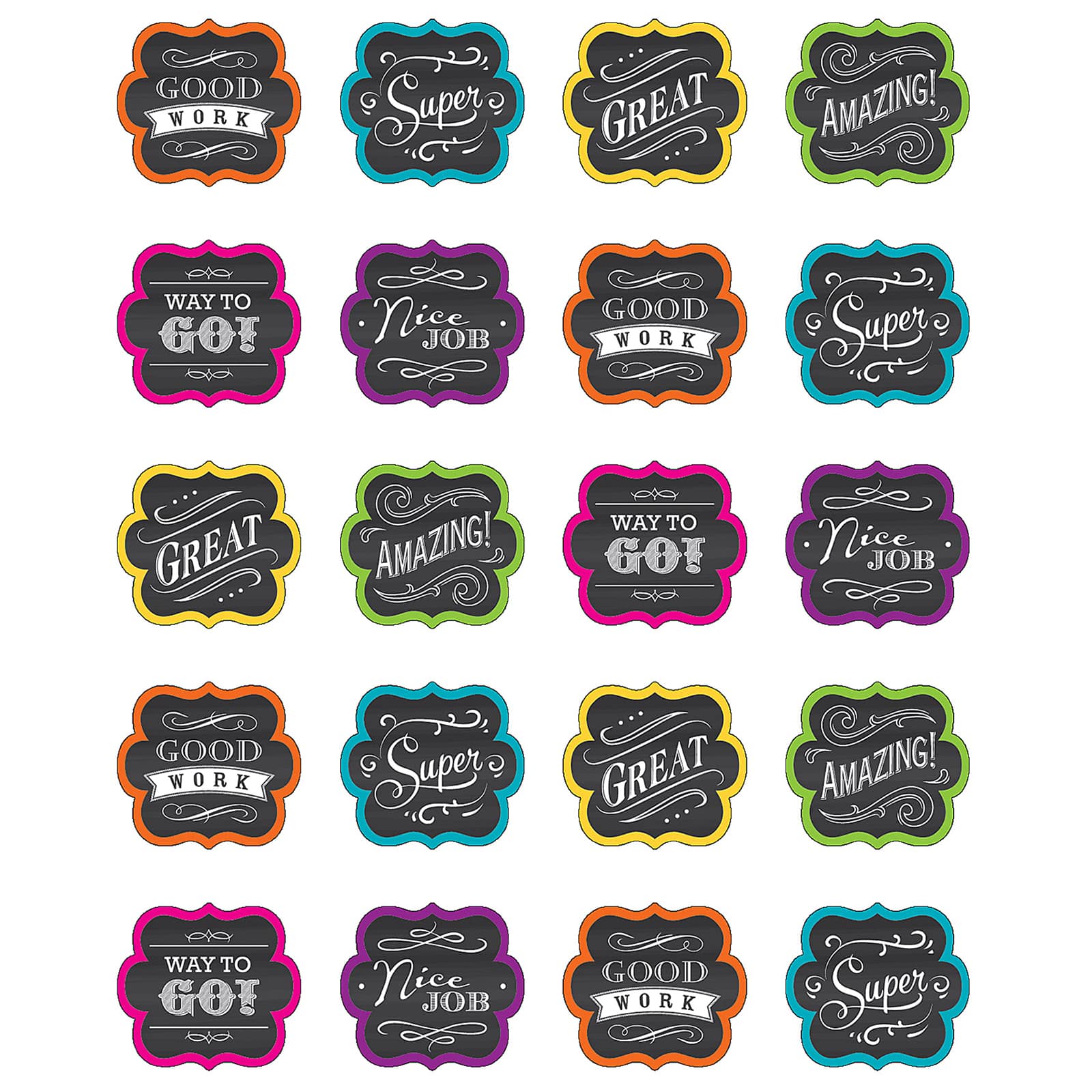 Teacher Created Resources Chalkboard Brights Stickers, 12 Packs of 120ct.