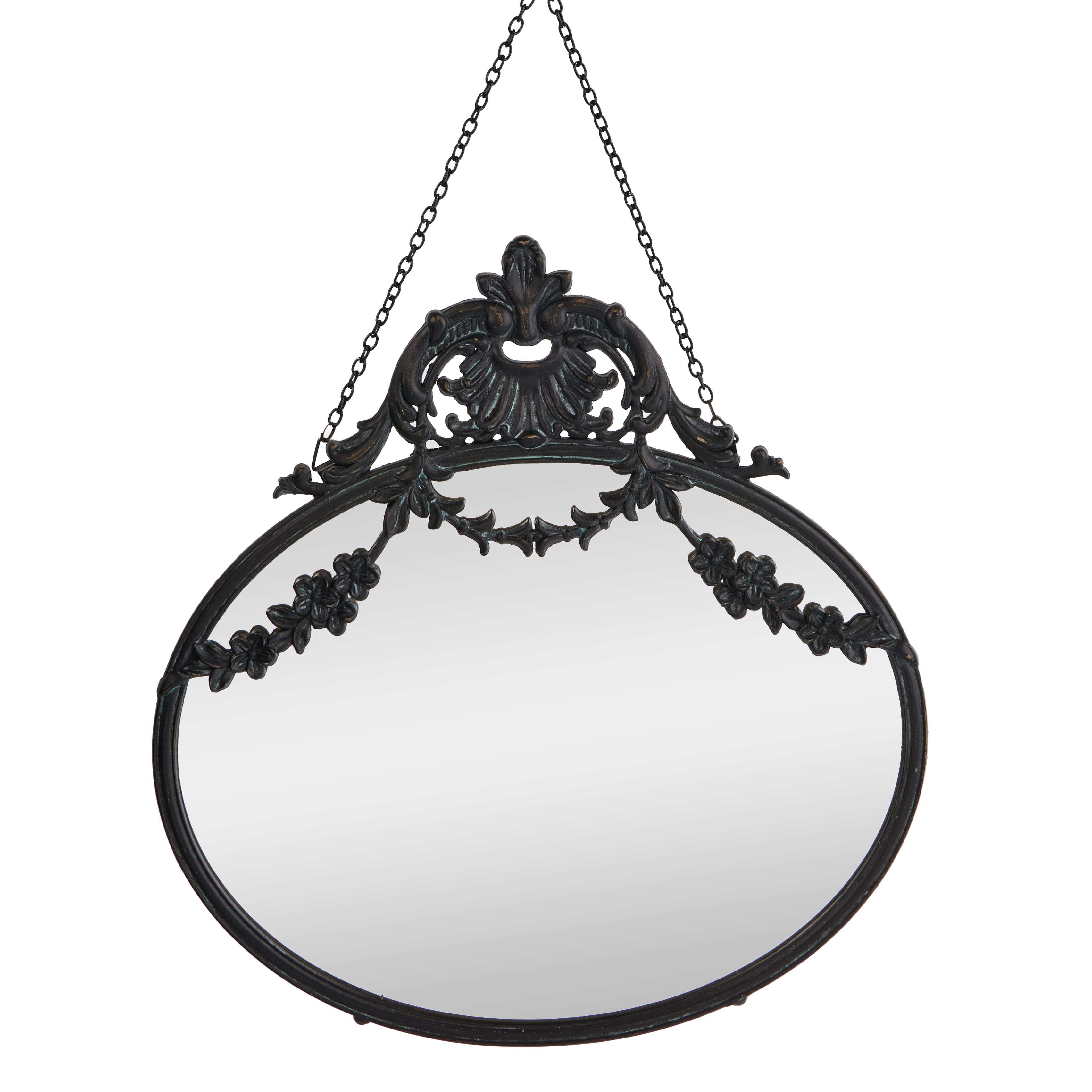 Hello Honey® Vintage Pewter Framed Wall Mirror with Decorative Chain