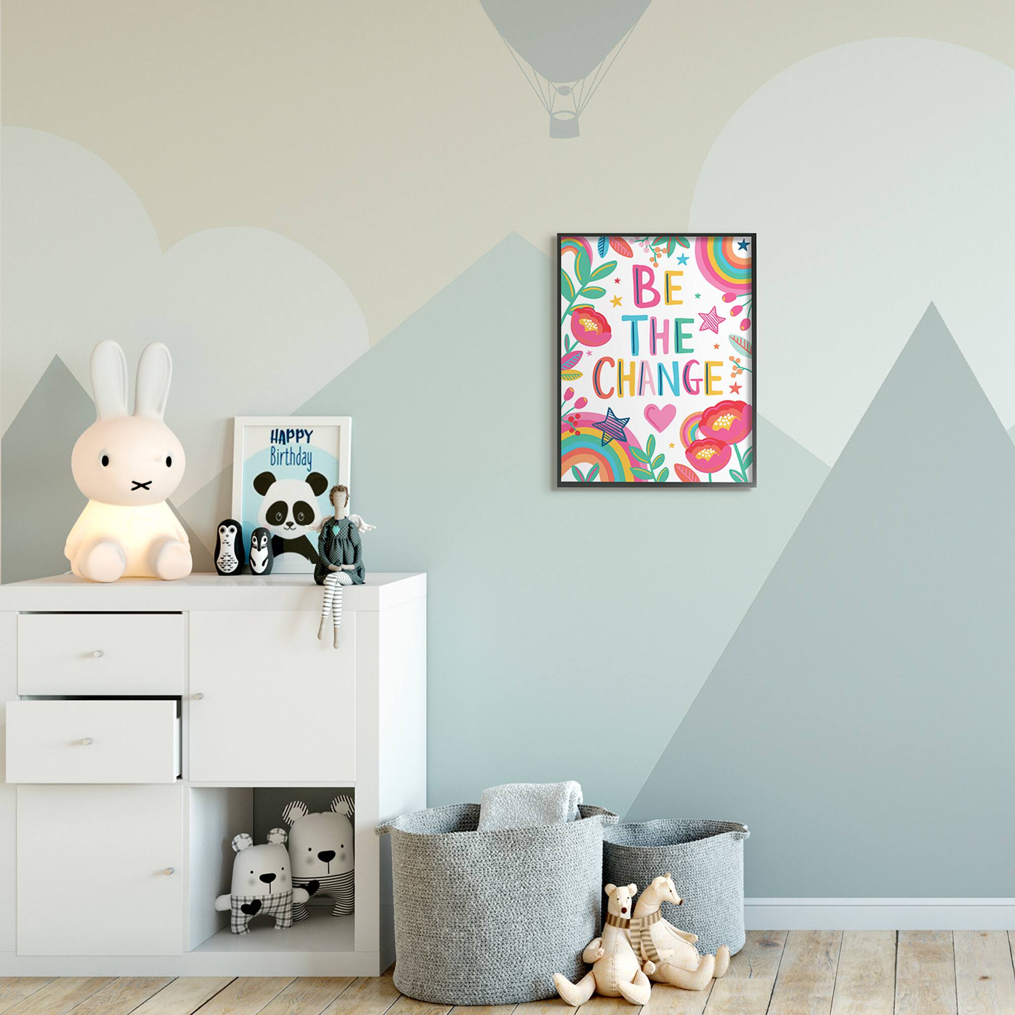 Stupell Industries Be The Change Rainbow Black Framed Wall Art