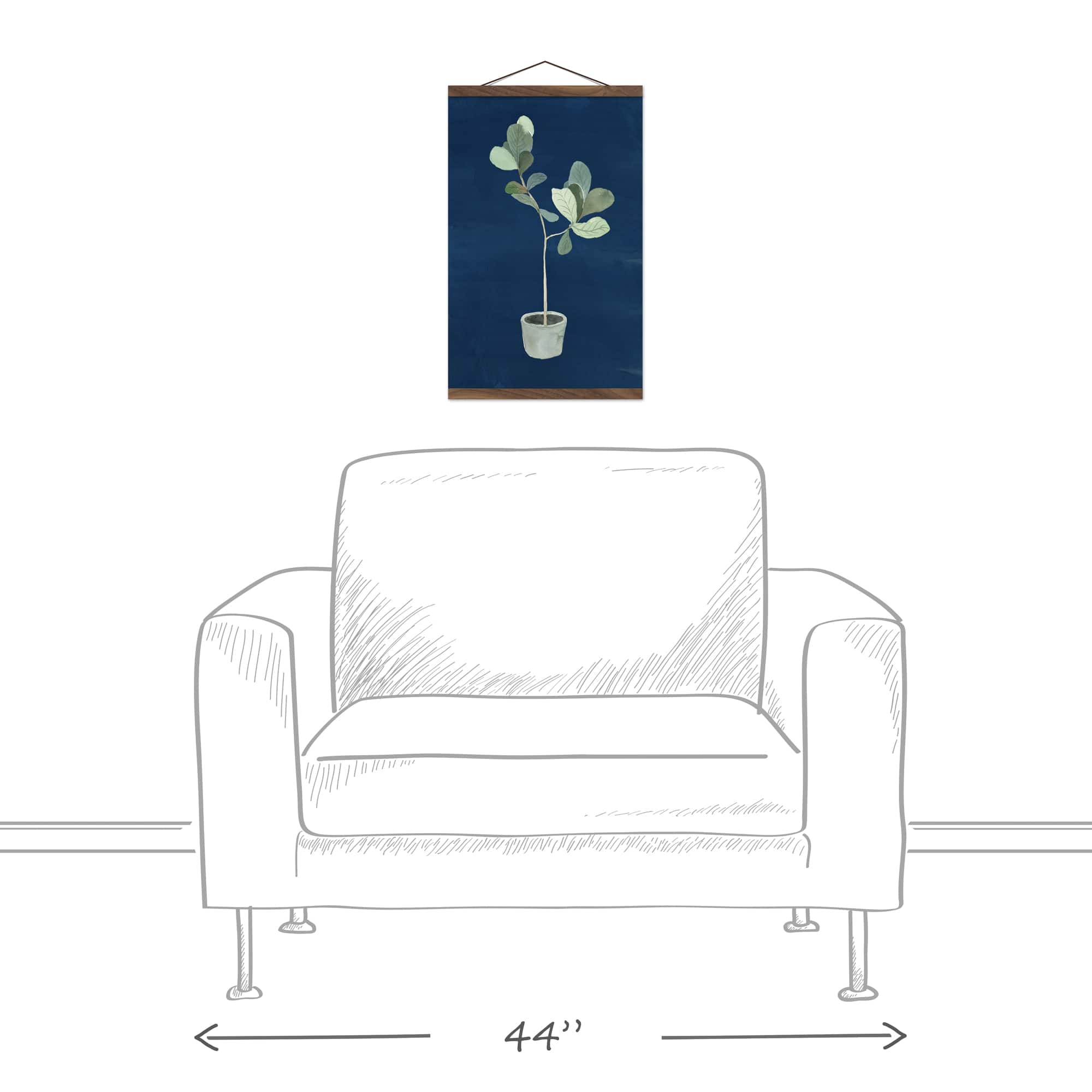 Blue Potted Fiddle Teak Hanging Canvas