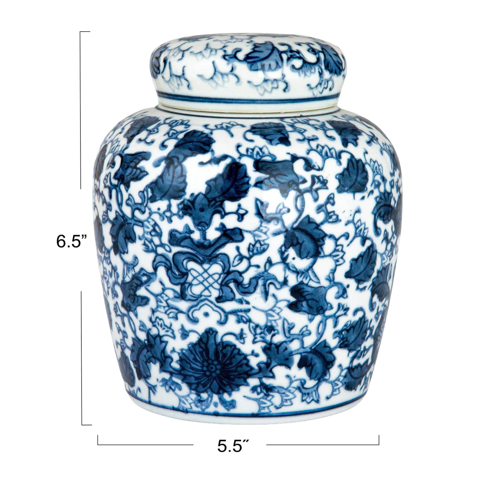Hello Honey® 6.5'' Blue & White Ceramic Ginger Jar with Lid