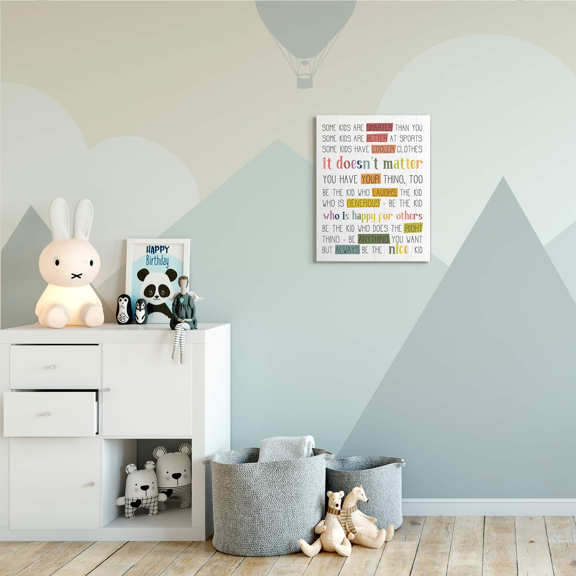 Stupell Industries Be the Nice Kid Sentiments Rainbow Text Pop Canvas Wall Art