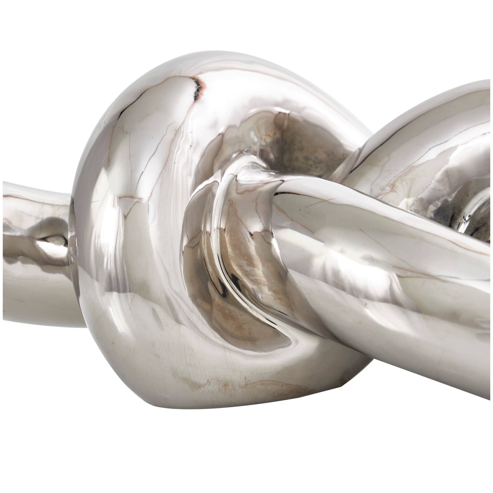 12" Silver Ceramic Knot Abstract Sculpture