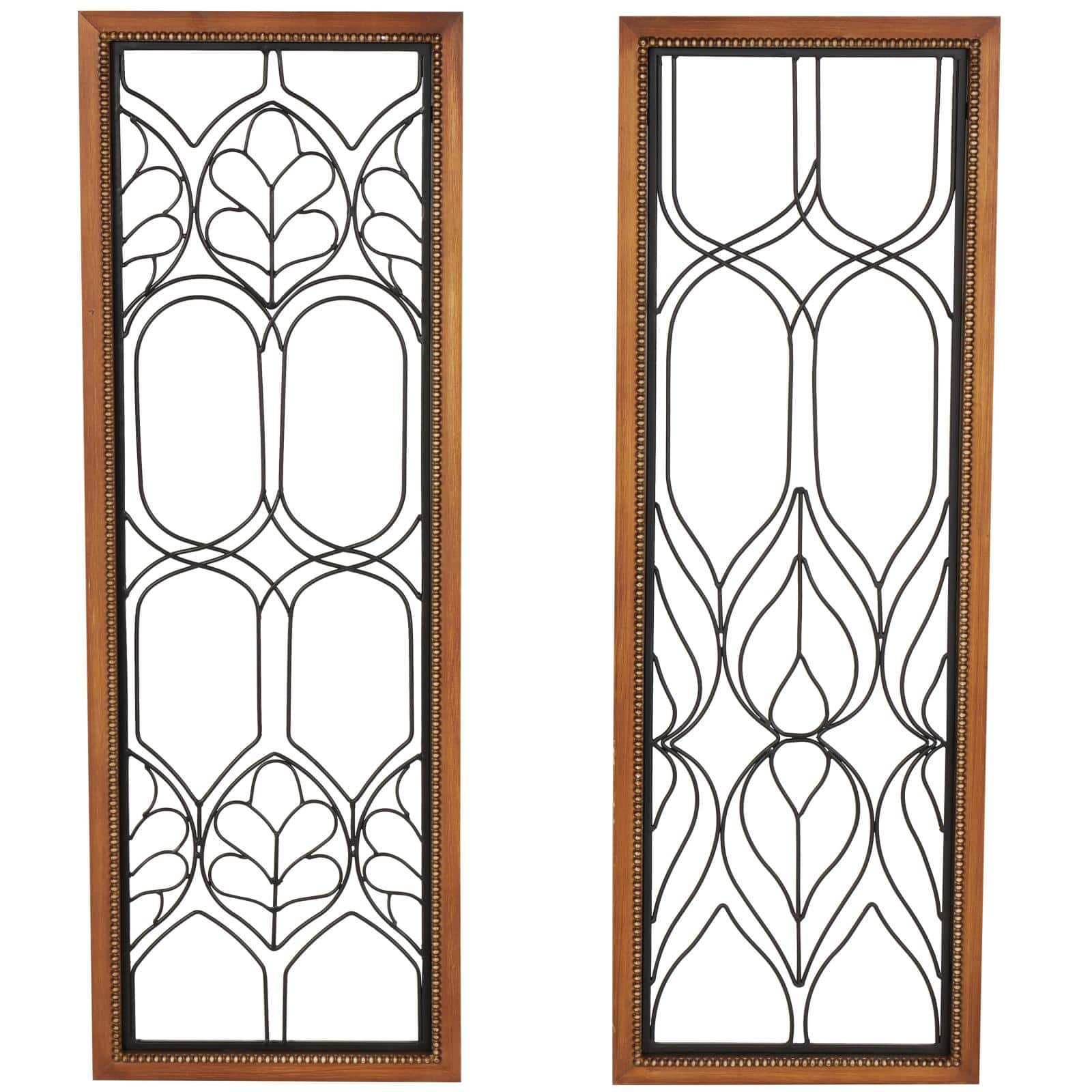 31.25" Metal Geometric Wire Cutout Wall Décor with Beaded Accents, 2ct.
