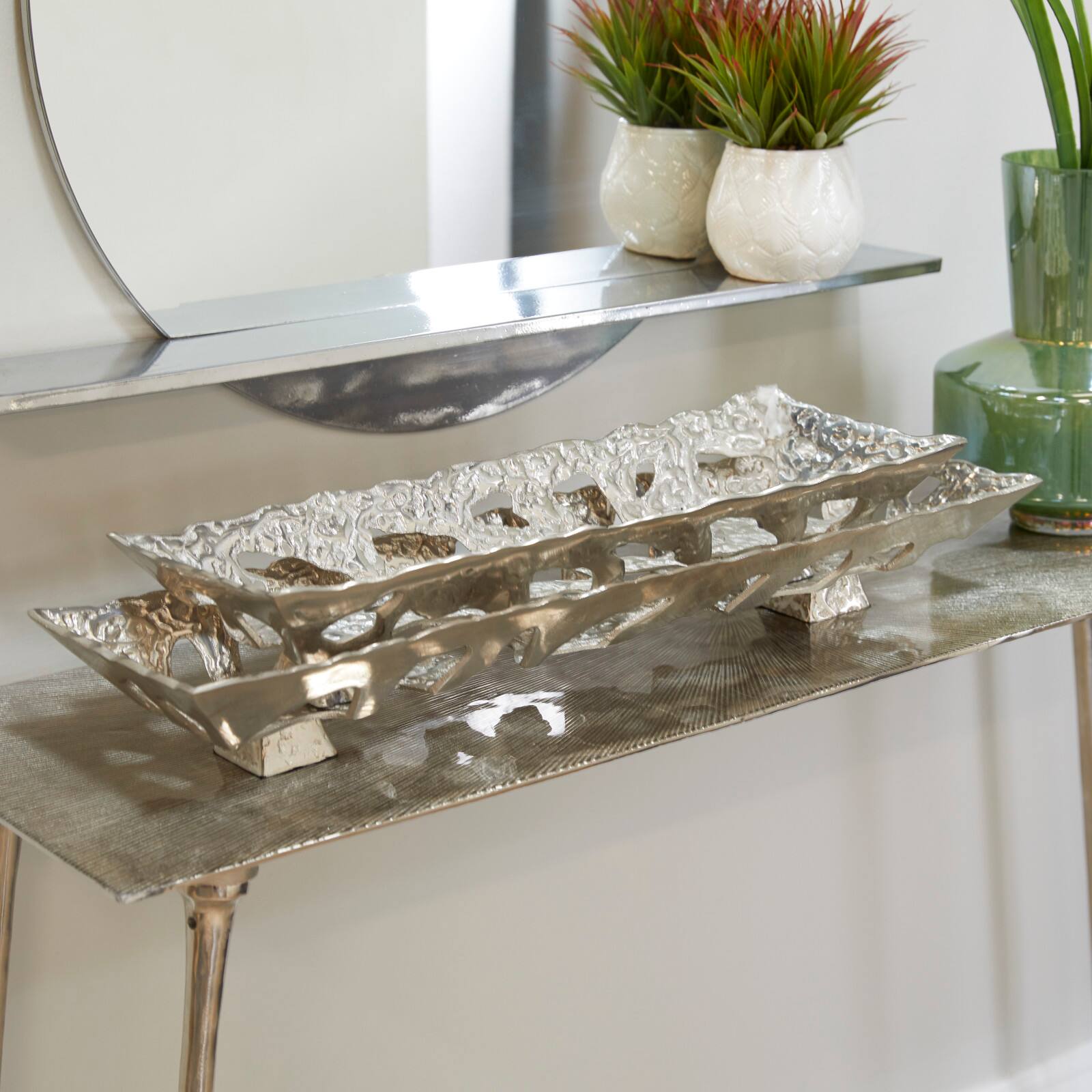 Silver Contemporary Tray, Set of 2" 29", 23"