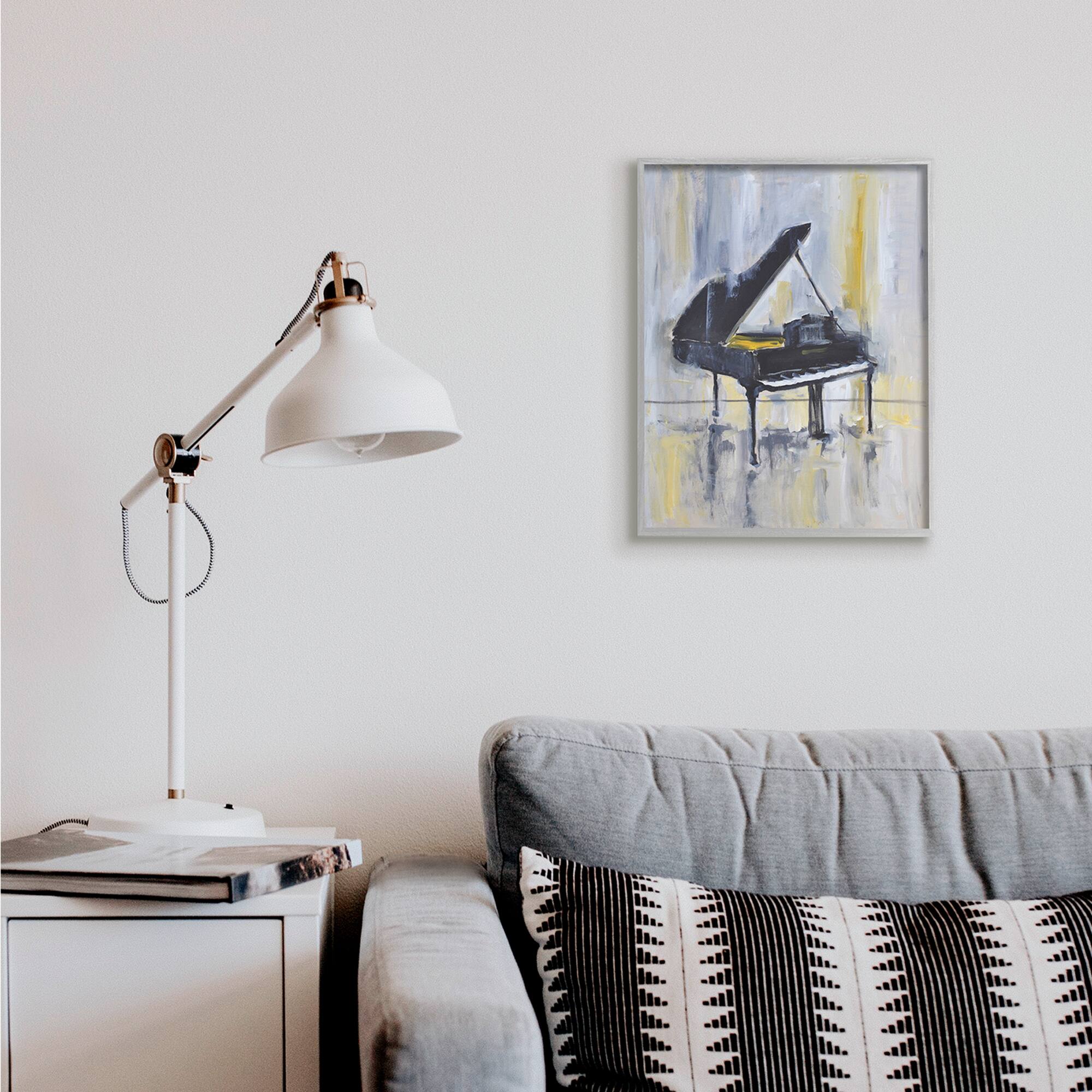 Stupell Industries Distressed Grand Piano Wall Art in Frame