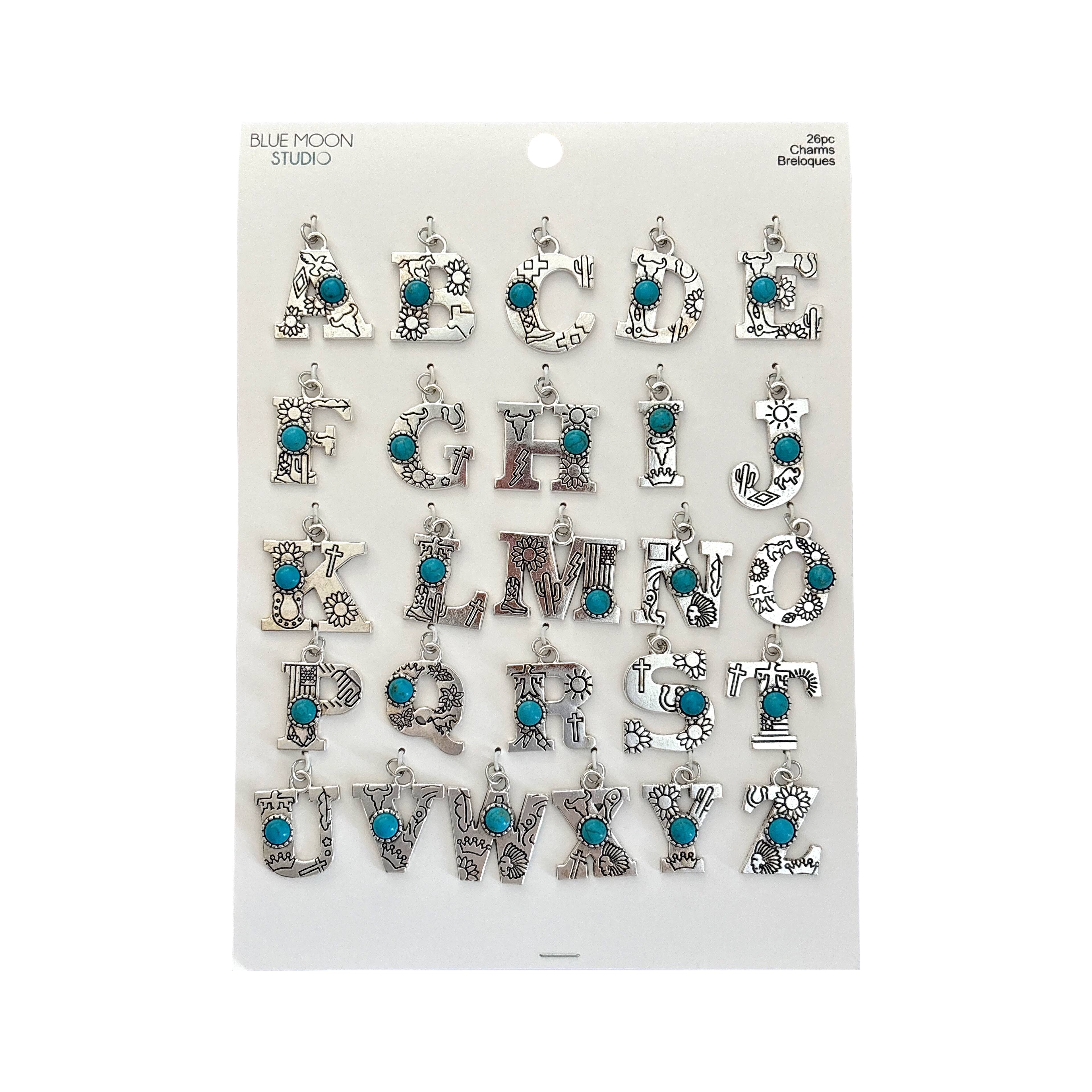 Blue Moon Studio™ Silver-Colored Western Alphabet Charm Set