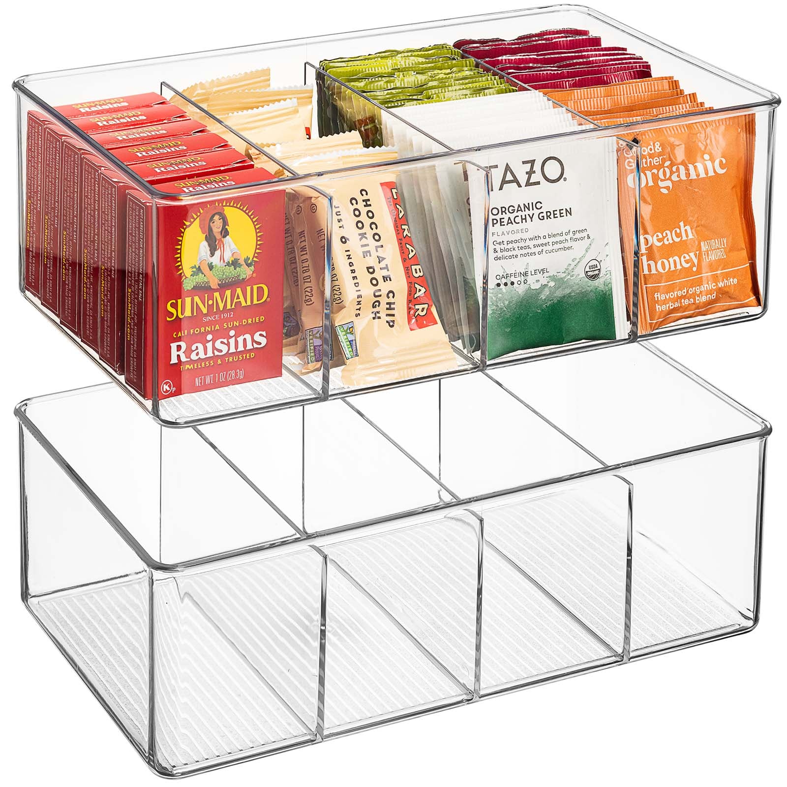 Sorbus Clear Storage Bins with 3 Dividers, Count: 2 | Michaels