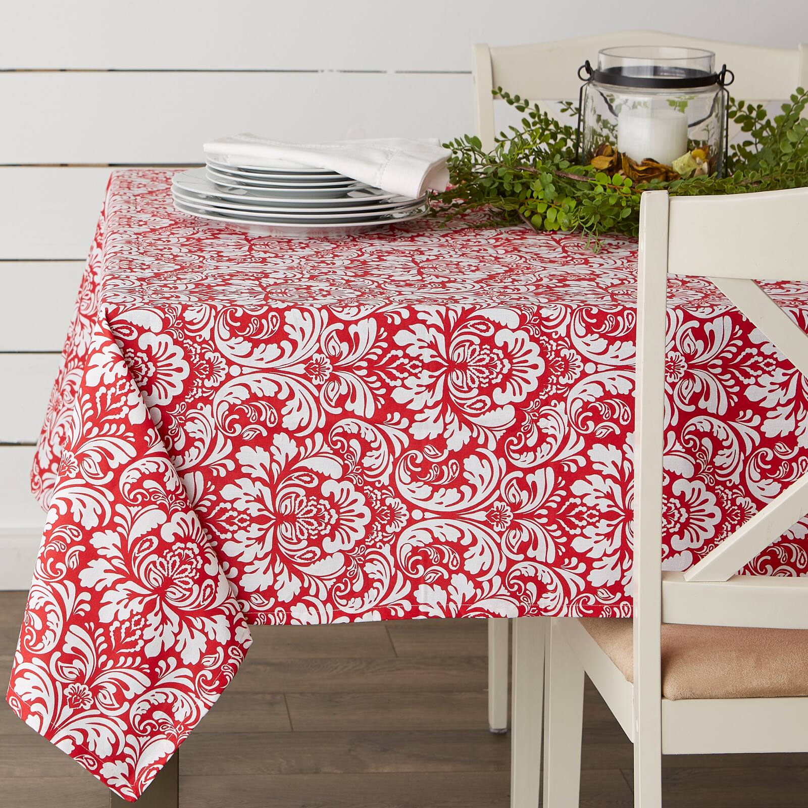 Tango Red Damask Tablecloth 70" Round